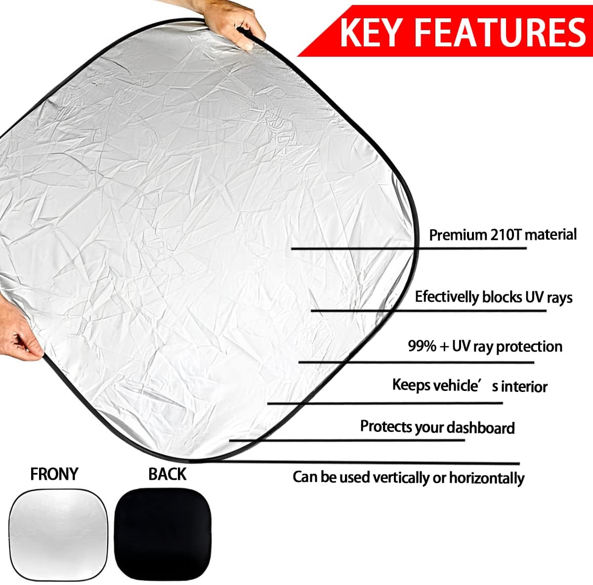 8sanlione 2 parasoles para parabrisas de automóvil, protector solar plegable para ventana delantera, bloquea los rayos UV y mantiene tu vehículo