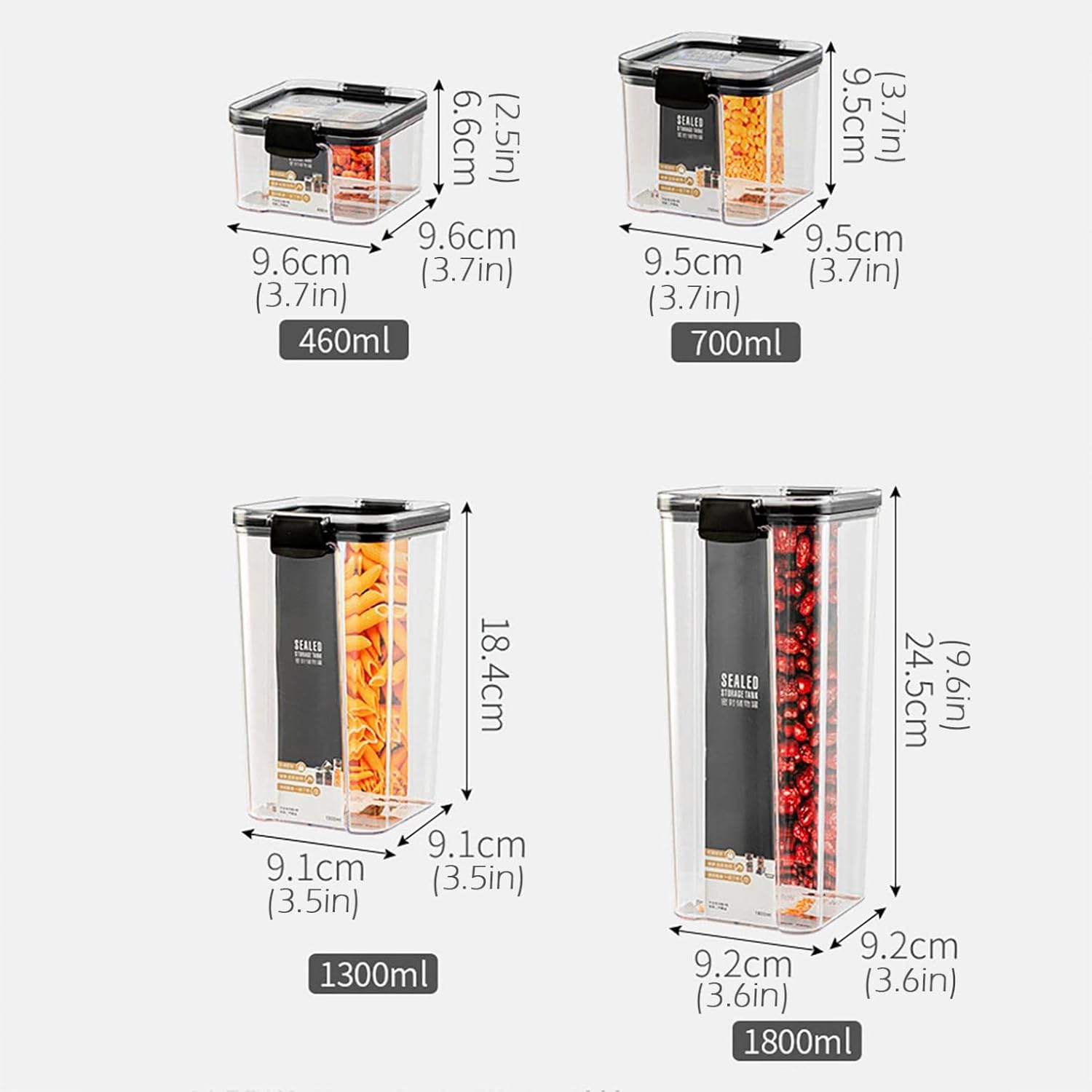 Contenedores herméticos de almacenamiento de alimentos con tapas para organización de cocina, recipientes de plástico para almacenamiento de