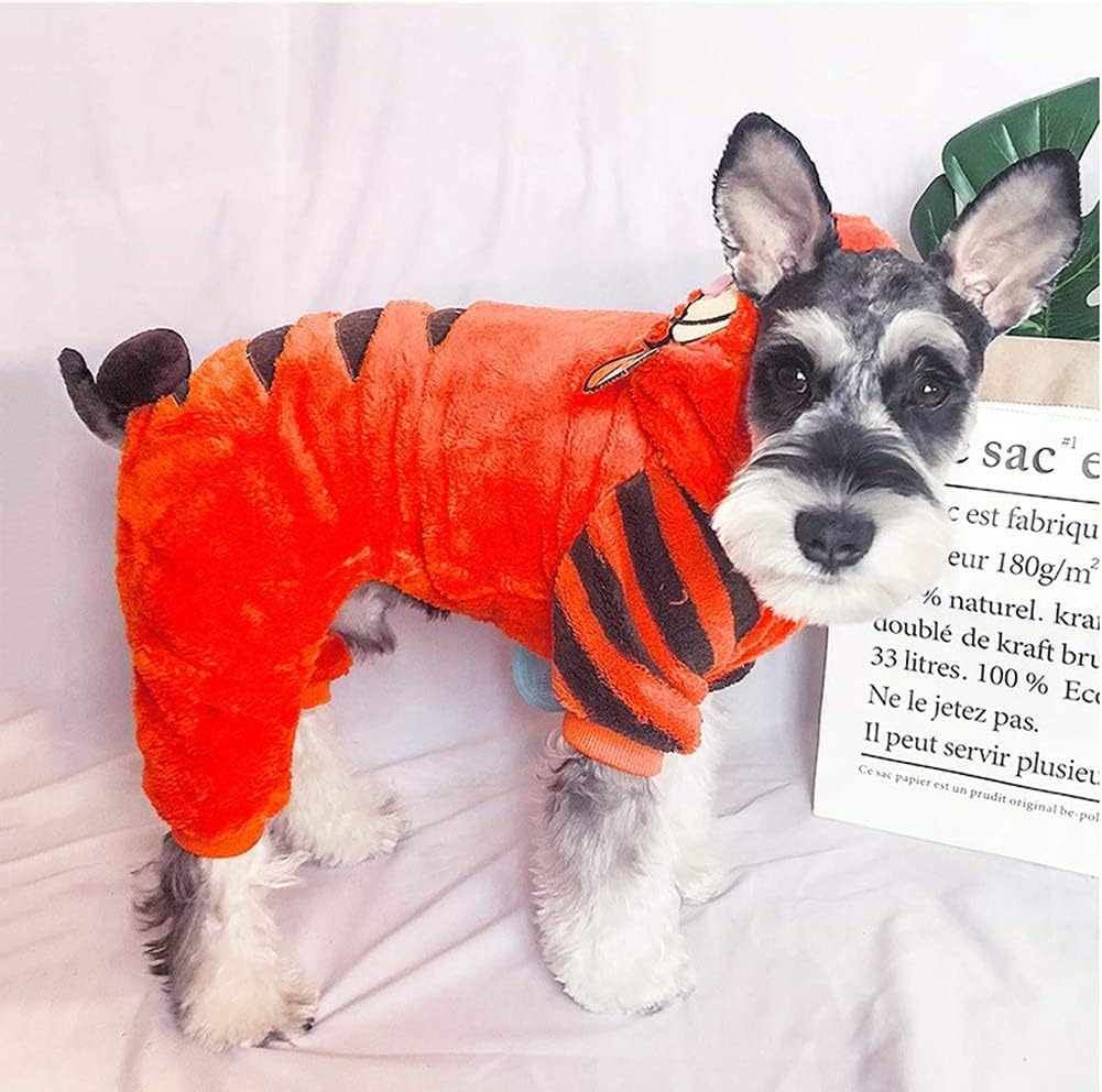 AIHANCH Disfraz de tigre para perro, ropa de terciopelo suave para perro, sudadera con capucha para perro, divertido disfraz de Halloween para