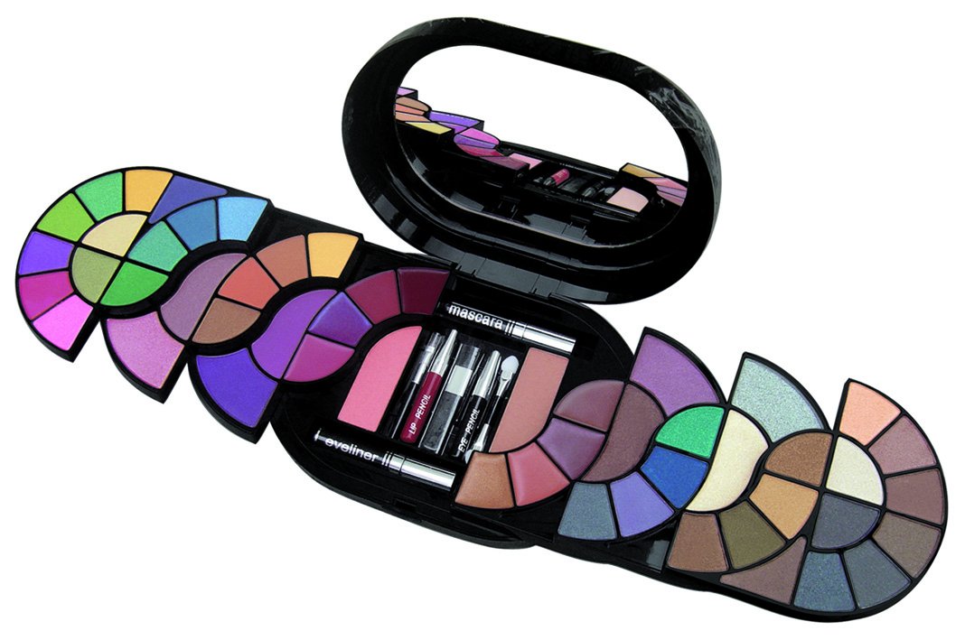 Cameo Kit de maquillaje con sombra de ojos, rubor y polvo facial, 59 piezas