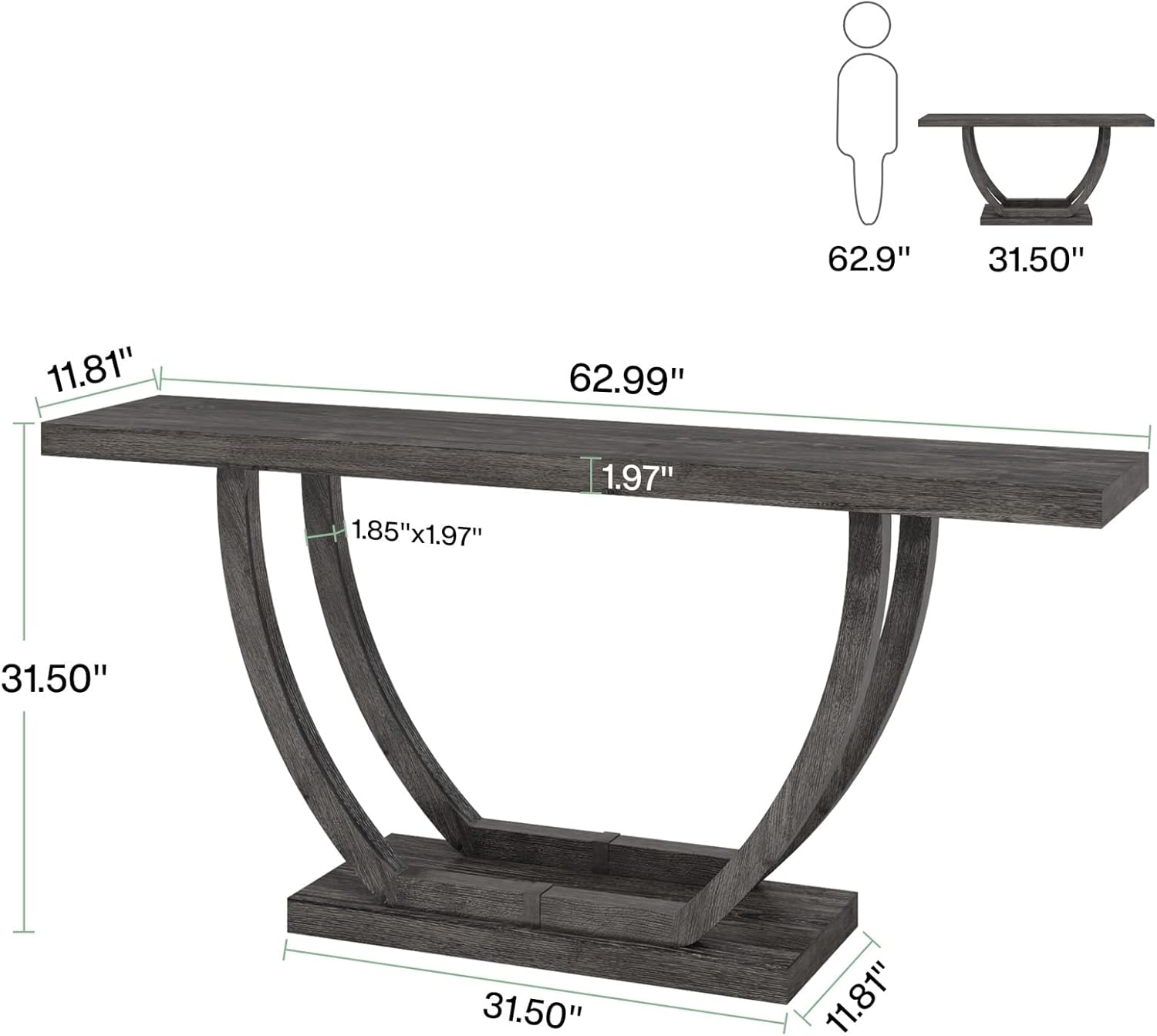 Tribesigns Mesa de entrada de consola Farmhouse Mesa de consola de madera resistente de 63 pulgadas para entrada, mesa de sofá estrecha y larga con