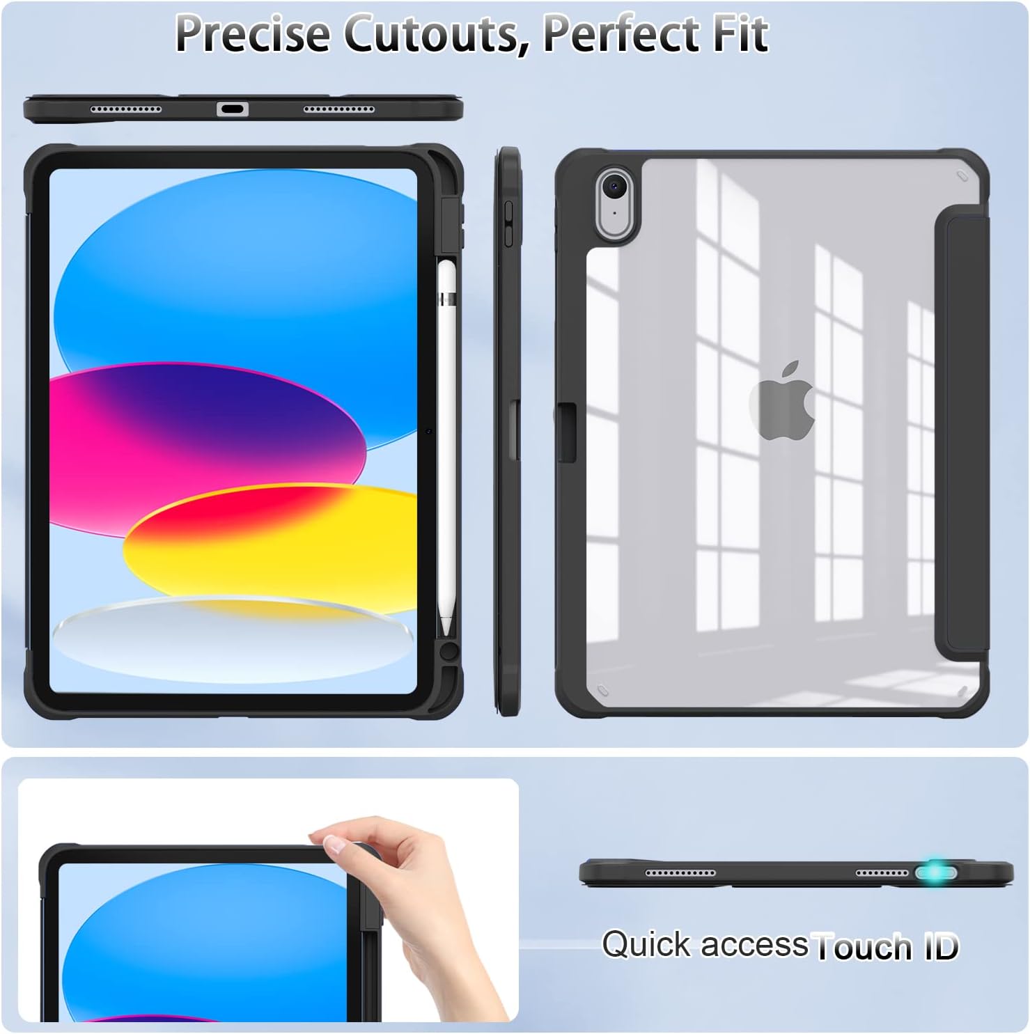 OKP Funda para iPad de 10.9 pulgadas con soporte triple, función de encendido y apagado automático, funda protectora para iPad de 10.9 pulgadas con