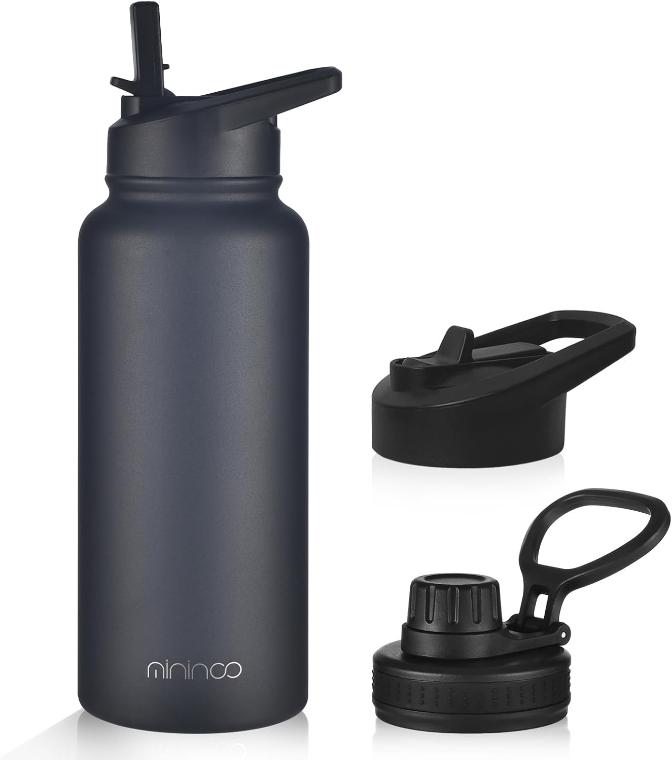 Botella de agua de 32 onzas, botella de agua aislada de acero inoxidable con popote y tapa