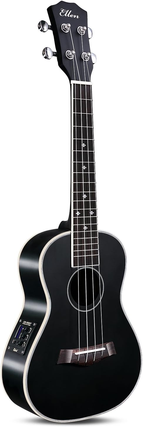 Guitarra eléctrica hawaiana Ellen Concert estilo ukelele de 23 pulgadas Spruce Mahogany Ukulele Hawaii, Negro