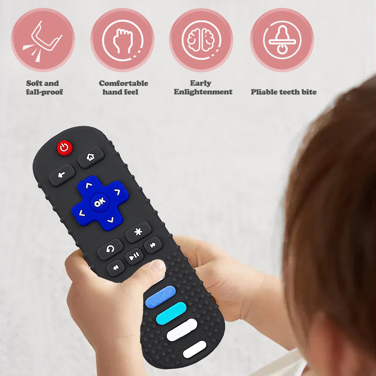 Juguetes de dentición de silicona para bebés, juguetes de dentición para bebés de 0 a 18 meses, juguetes de dentición con forma de control remoto,