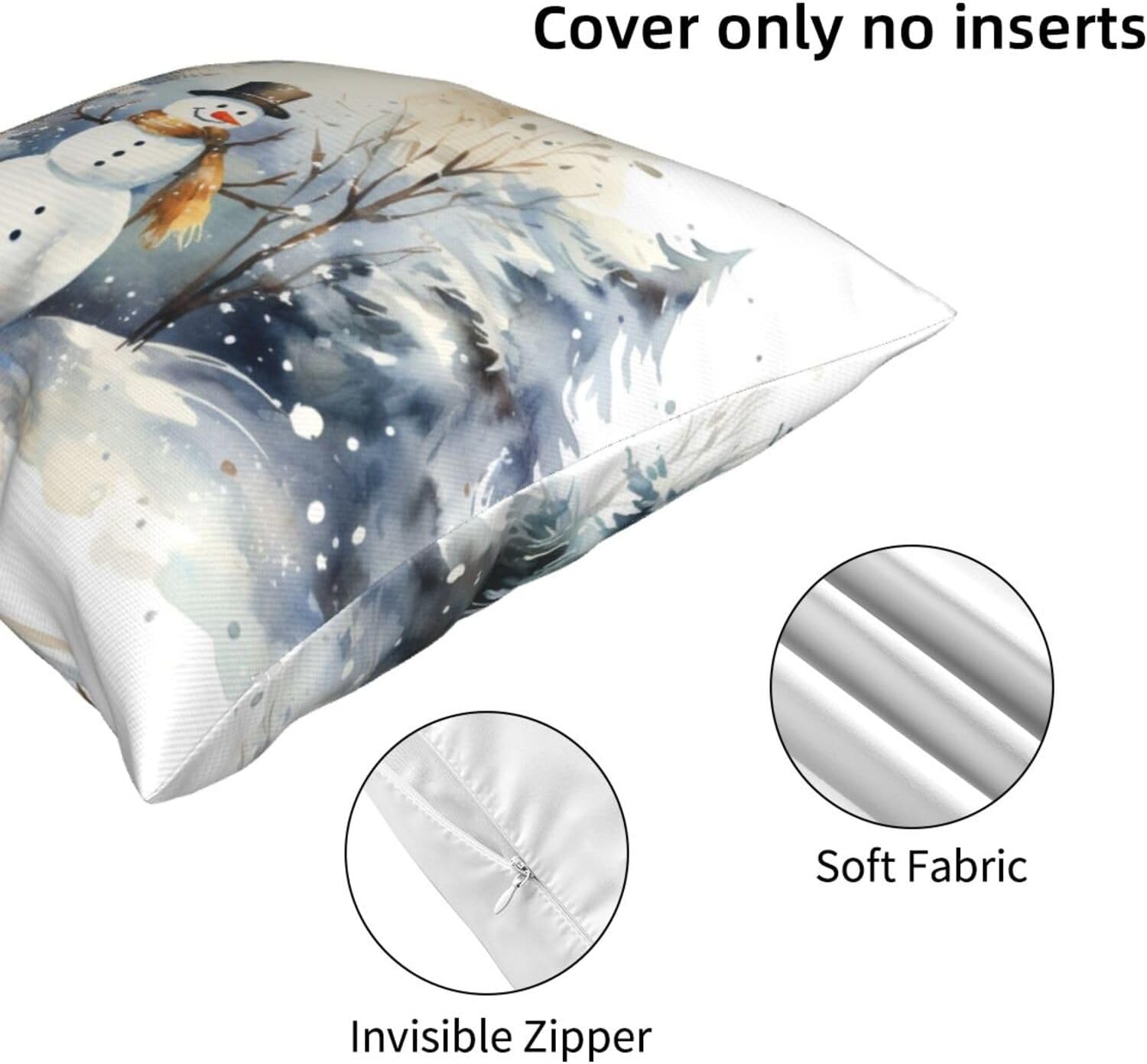 sunzoneflo Funda de almohada de Feliz Navidad, patrón de muñeco de nieve de Navidad, decoración de invierno, decoración de sofá, decoración de
