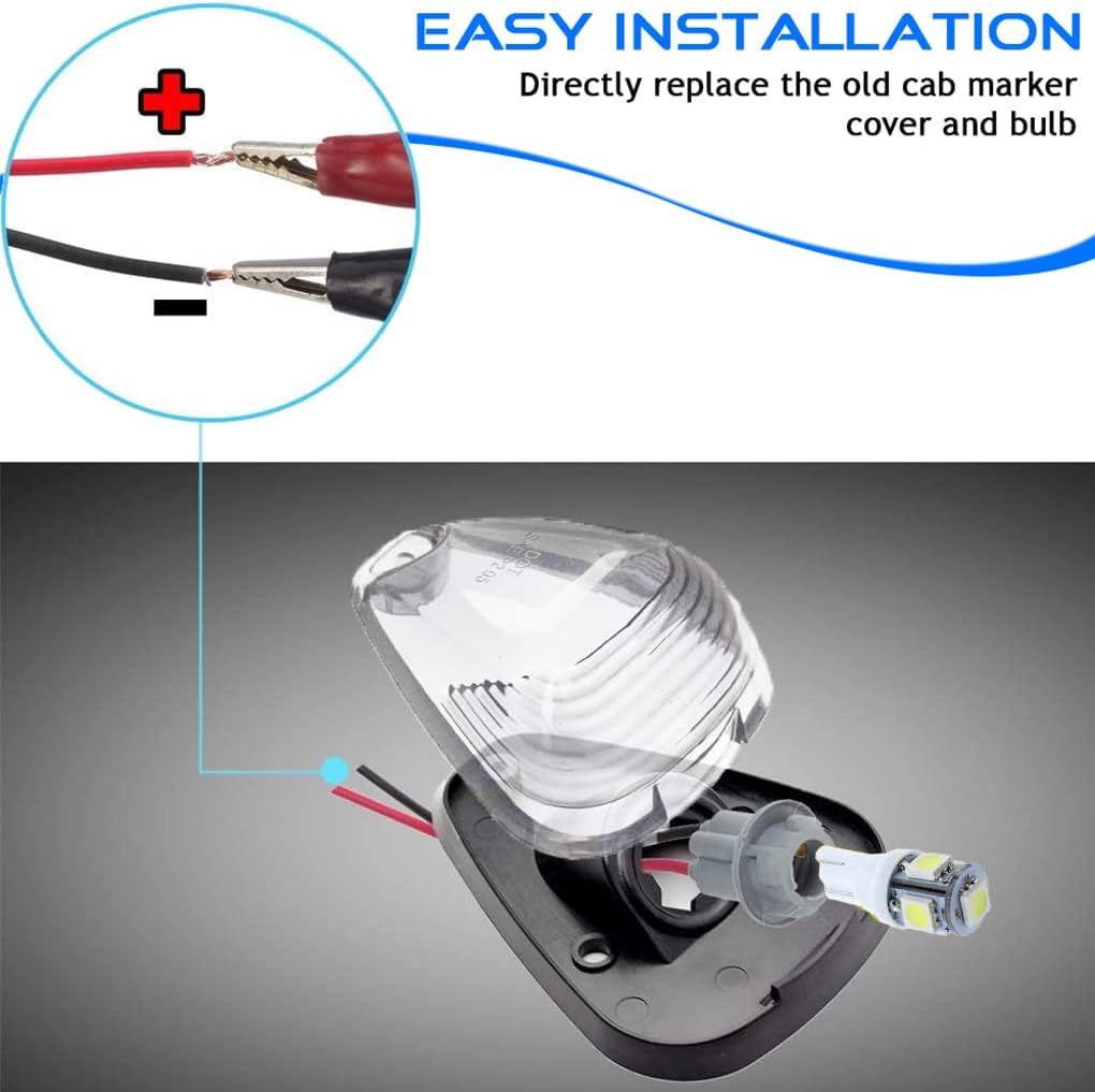 5 luces transparentes para techo con marcador de cabina 264143AM con 5 bombillas LED blancas T10 compatibles con Ford E150 E250 E350 E450 F150 F250