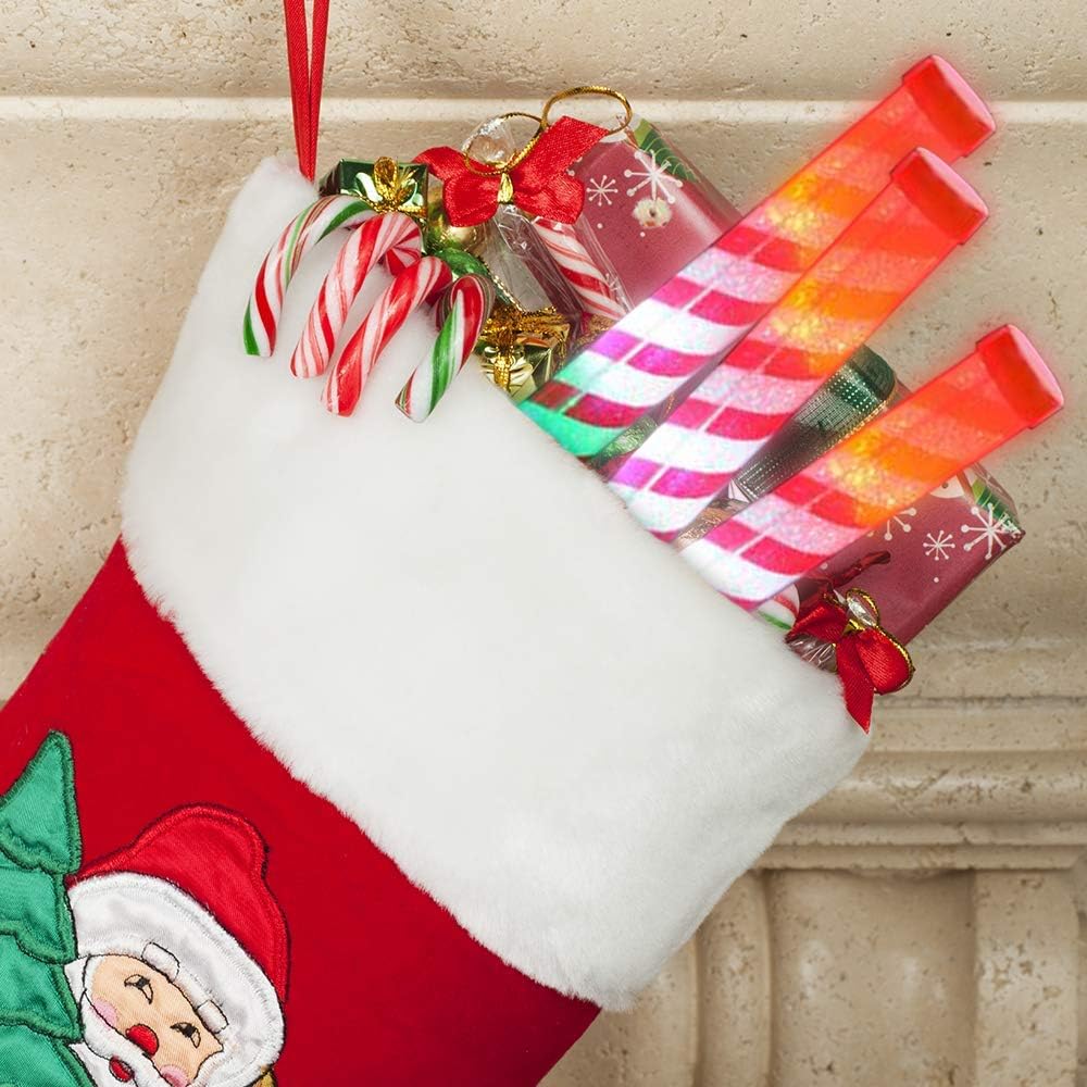 ArtCreativity Varitas de rayas de bastón de caramelo iluminadas, juego de 2, varitas LED intermitentes de 12.25 pulgadas para niños con baterías