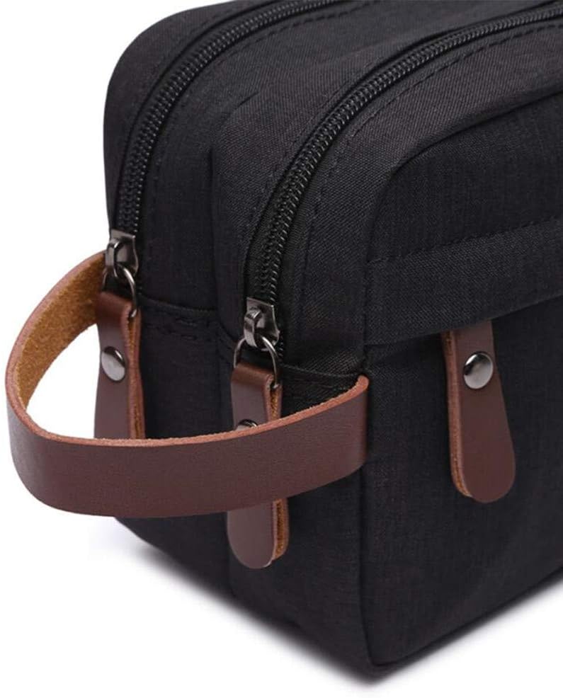 Tumecos Neceser de cuero encerado para hombre, kit de afeitado, accesorios de viaje, bolsa organizadora (verde militar 1)