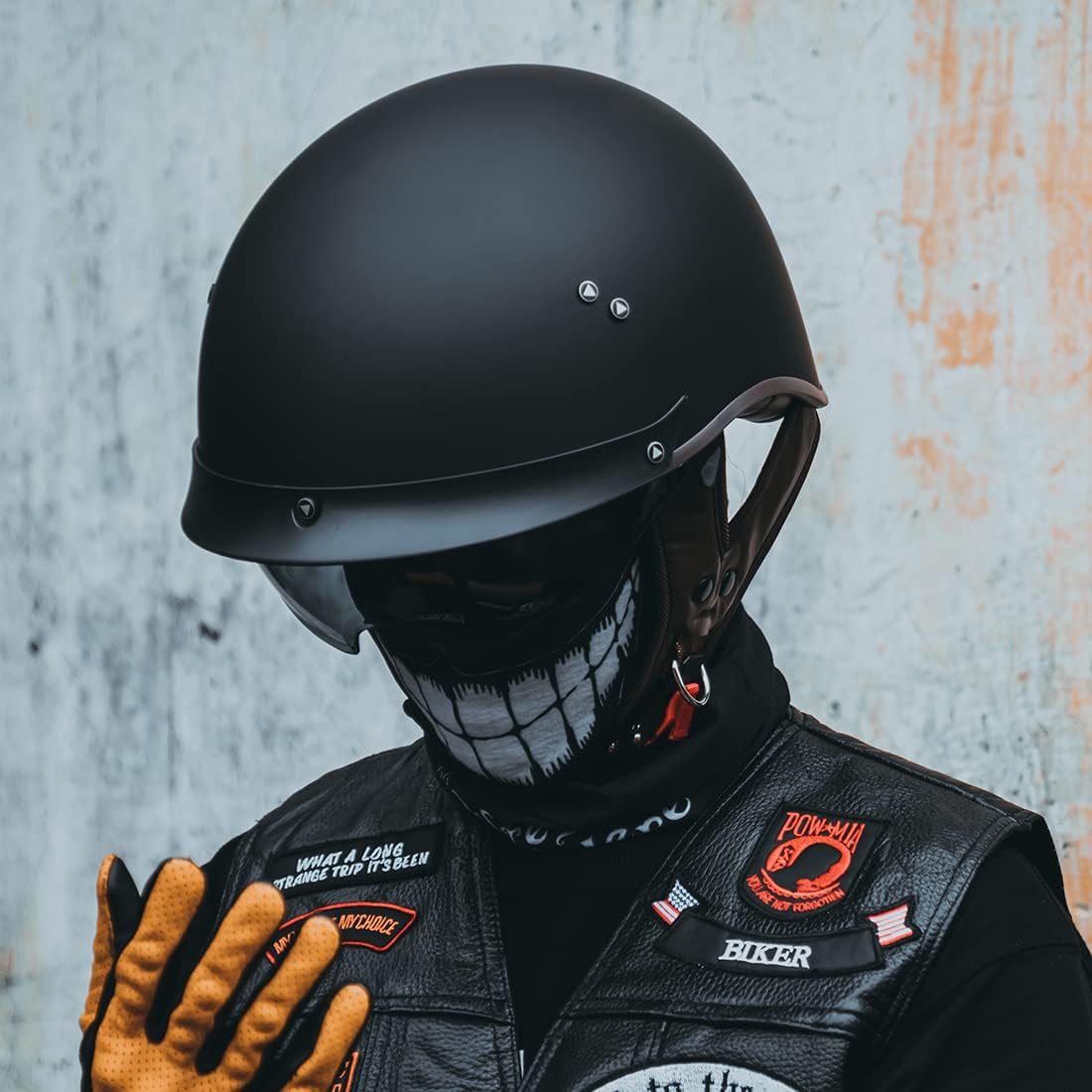 VCOROS F-07 – Casco de media cara para motocicleta, visera solar, hebilla de liberación rápida, aprobado por DOT, cascos para adultos para hombres y