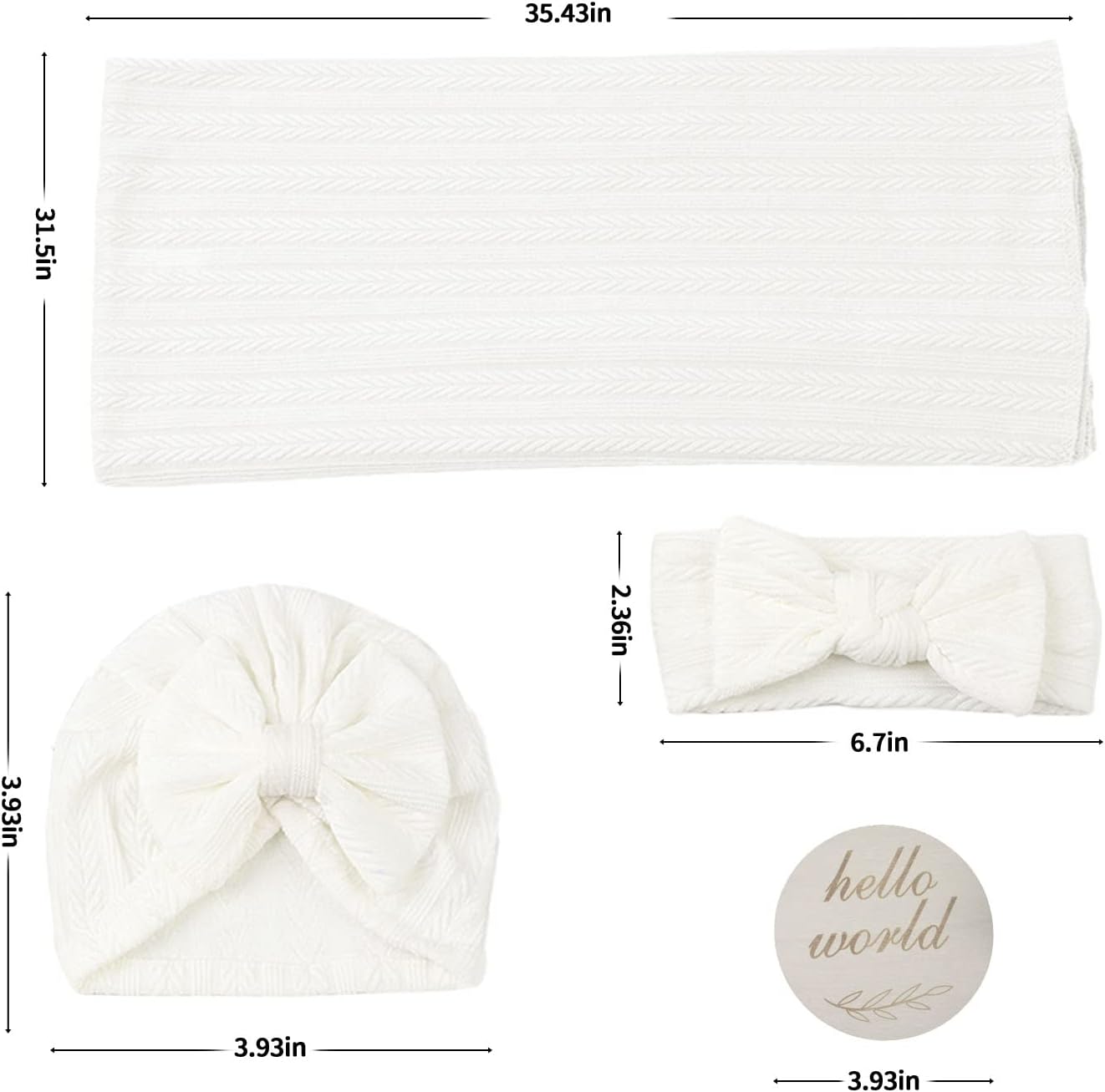 Manta de muselina, juego de manta para bebé recién nacido, mantas con diadema y sombrero de lazo, artículos esenciales para recién nacidos, mantas