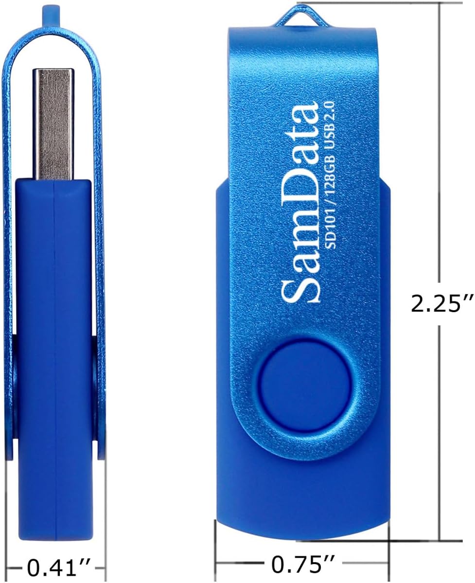 Paquete de 5 unidades flash USB de 128 GB de 128 GB de memoria USB con luz LED para almacenamiento y respaldo (5 colores negro, azul, verde, rojo y