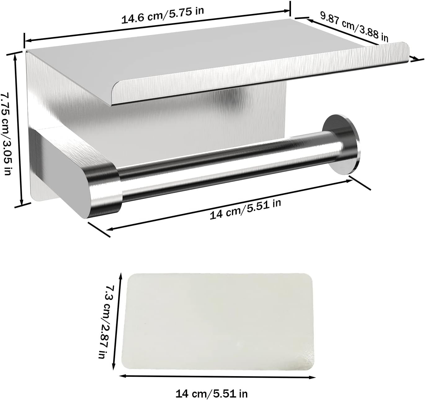 Soporte de papel higiénico adhesivo con estante para teléfono, soporte para rollo de papel higiénico montado en la pared, soporte para rollo de