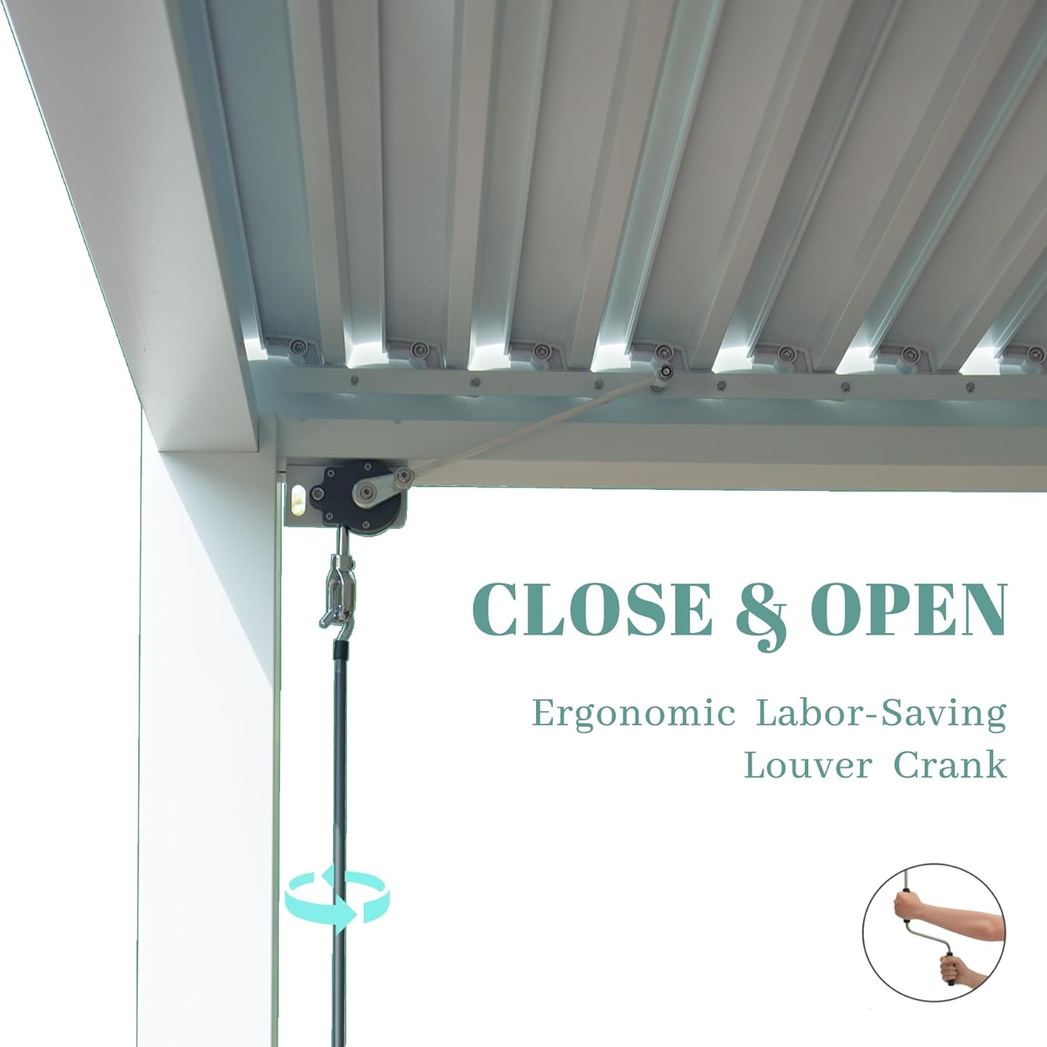 Domi – Pérgola con listones de 12 x 16 pies, pérgola impermeable de aluminio para exteriores, con techo ajustable para patio trasero, jardín y