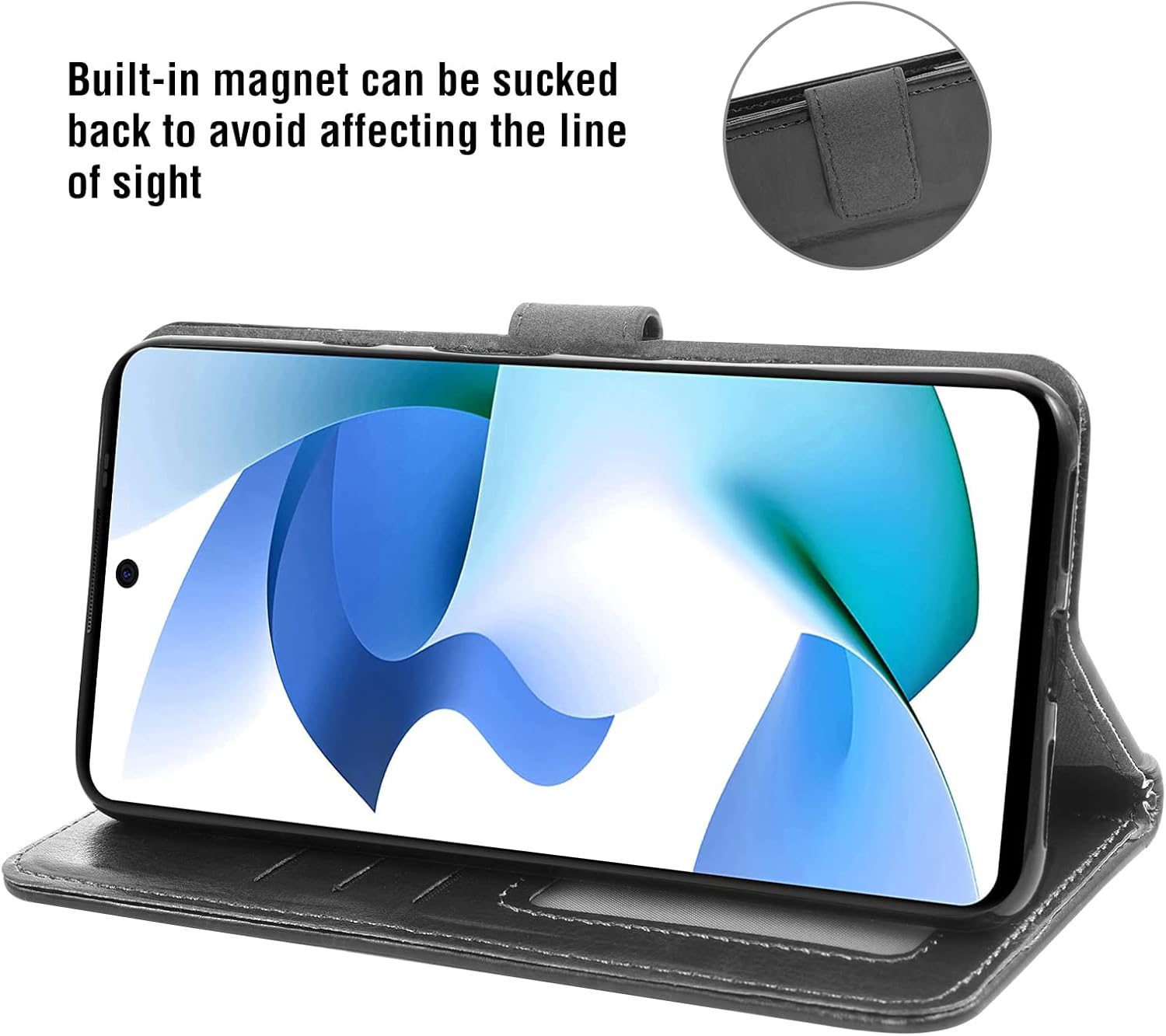 Asuwish Funda tipo cartera compatible con BLU F91 5G 2022, protector de pantalla de vidrio templado y soporte de cuero para tarjetas, accesorios