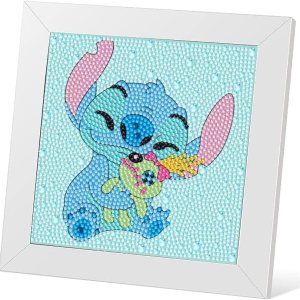 pvoodire Kits de pintura artística de diamantes para niños con marco, arte de diamantes para niños de 4 a 8 a 12 años, kit de arte de gemas fácil pvoodire Kits de pintura artística de diamantes para niños con marco, arte de diamantes para niños de 4 a 8 a 12 años, kit de arte de gemas fácil