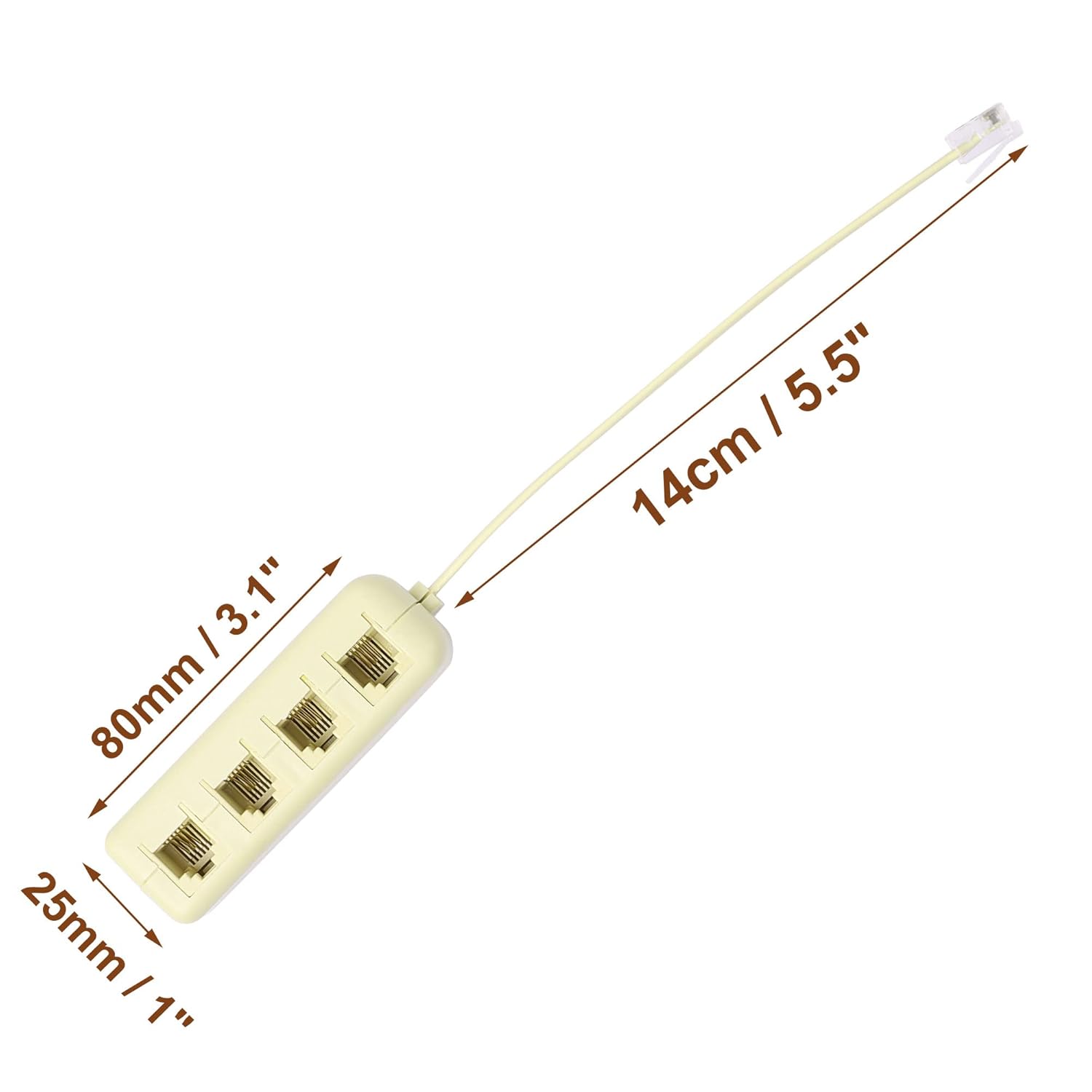 uxcell Divisor de teléfono, RJ11 6P4C, 1 macho a 4 hembras, convertidor MF, cable adaptador para teléfono fijo, módem, máquina de fax, convertidor