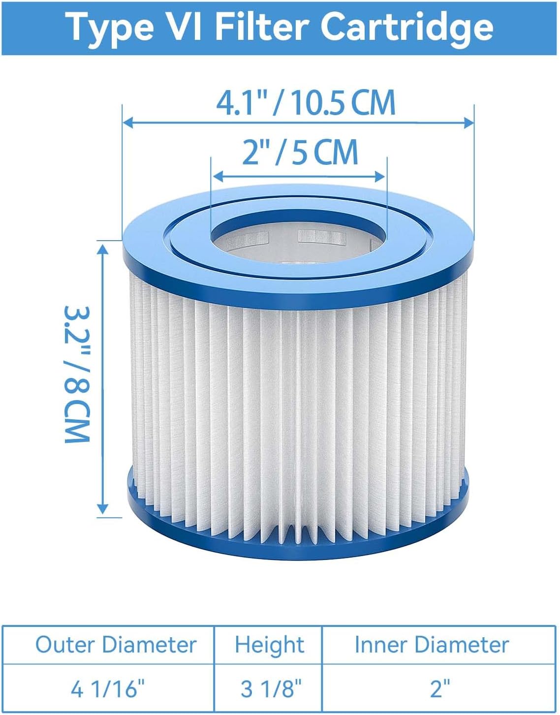 JDNRXO Cartucho de filtro para bañera de hidromasaje tipo VI, paquete de 6 filtros de spa compatibles con SaluSpa Coleman 90352E 58323 90427E y