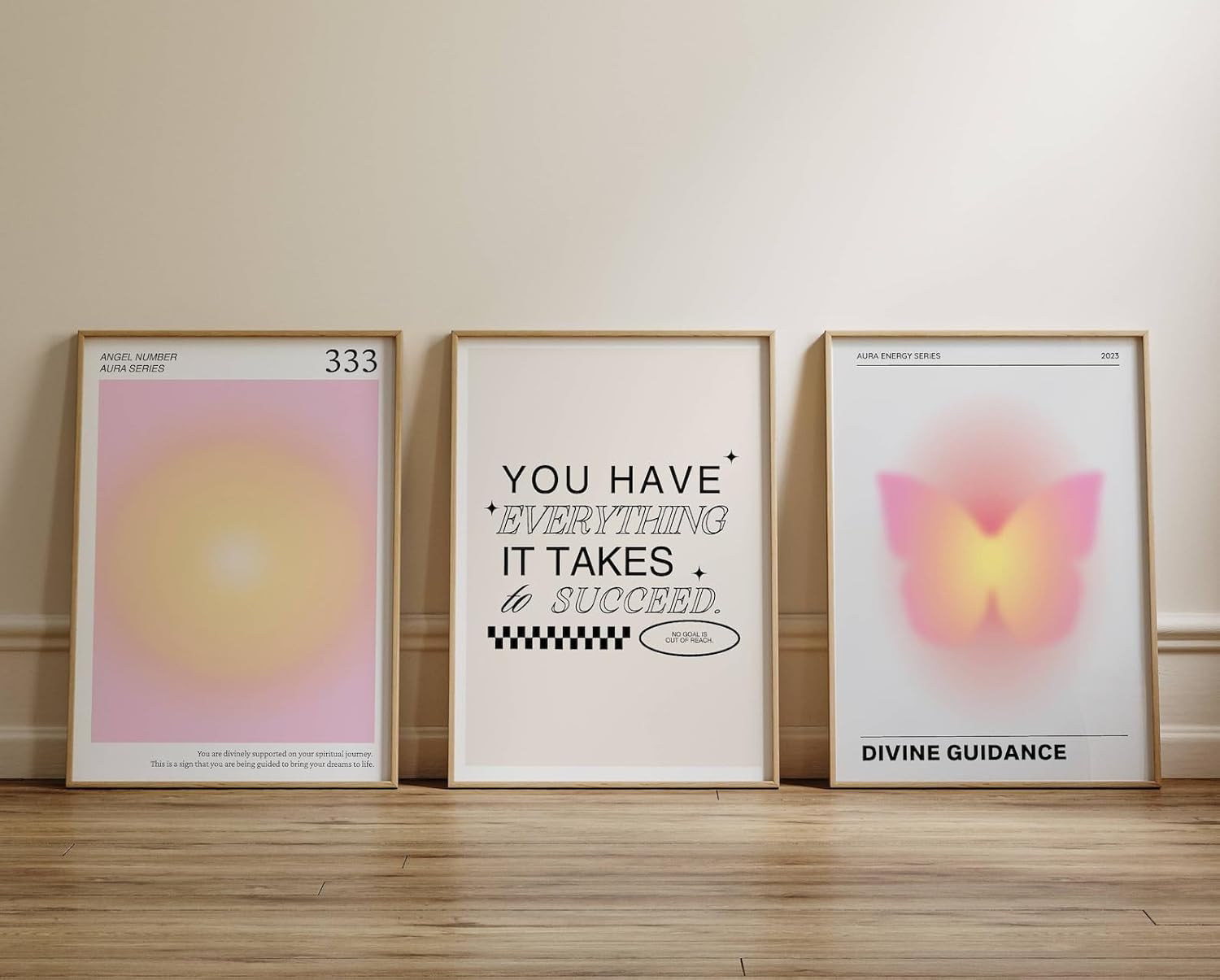 iHery Juego de 3 pósteres sin marco de números de ángel de aura 333, arte de pared en lienzo de 12 x 16 pulgadas, decoración de habitación, TikTok