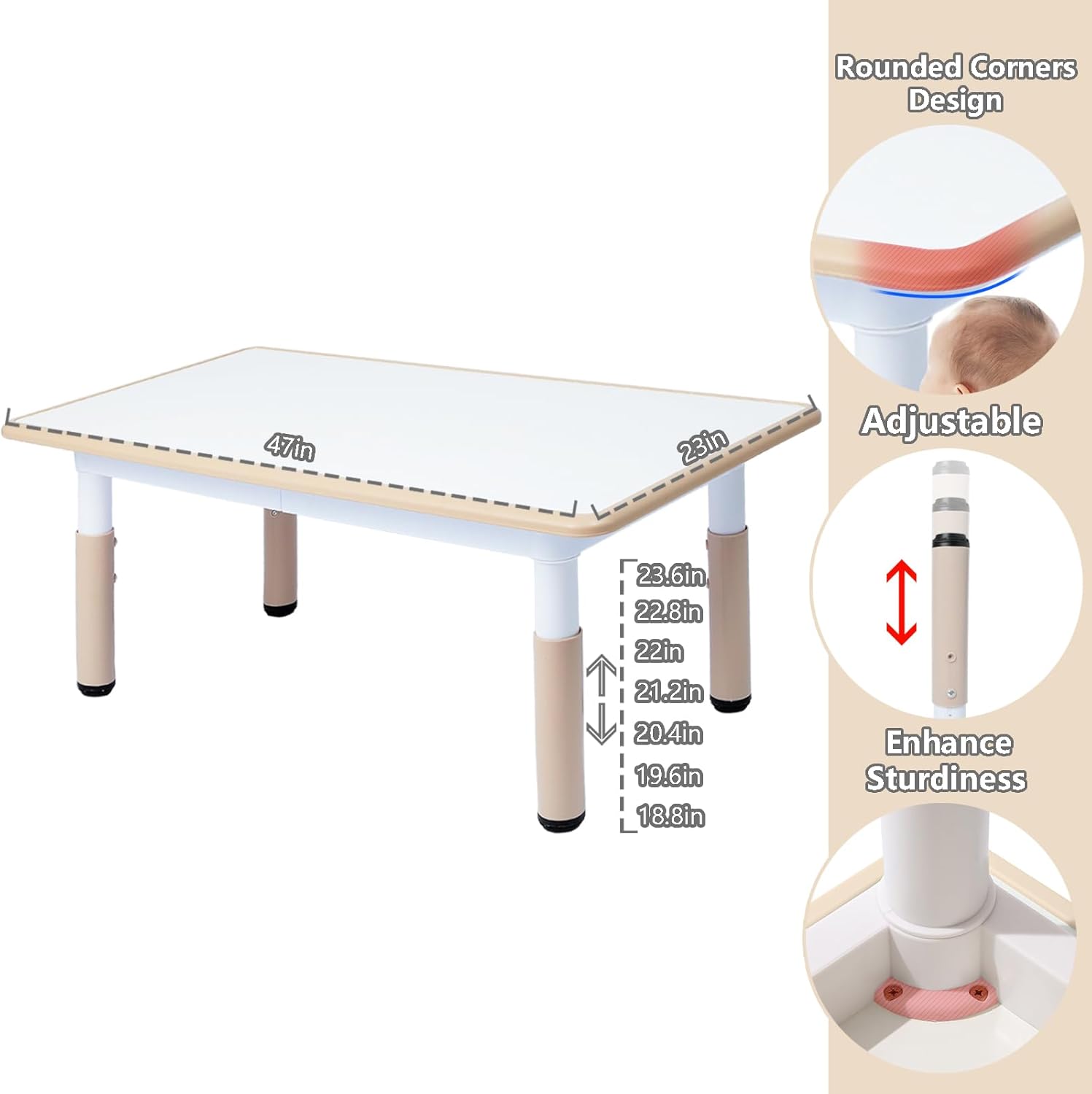 SEZERIYA Juego de mesa y silla para niños, mesa de estudio y mesa de comedor, escritorio para niños y niñas de 2 a 12 años, mesa de altura ajustable