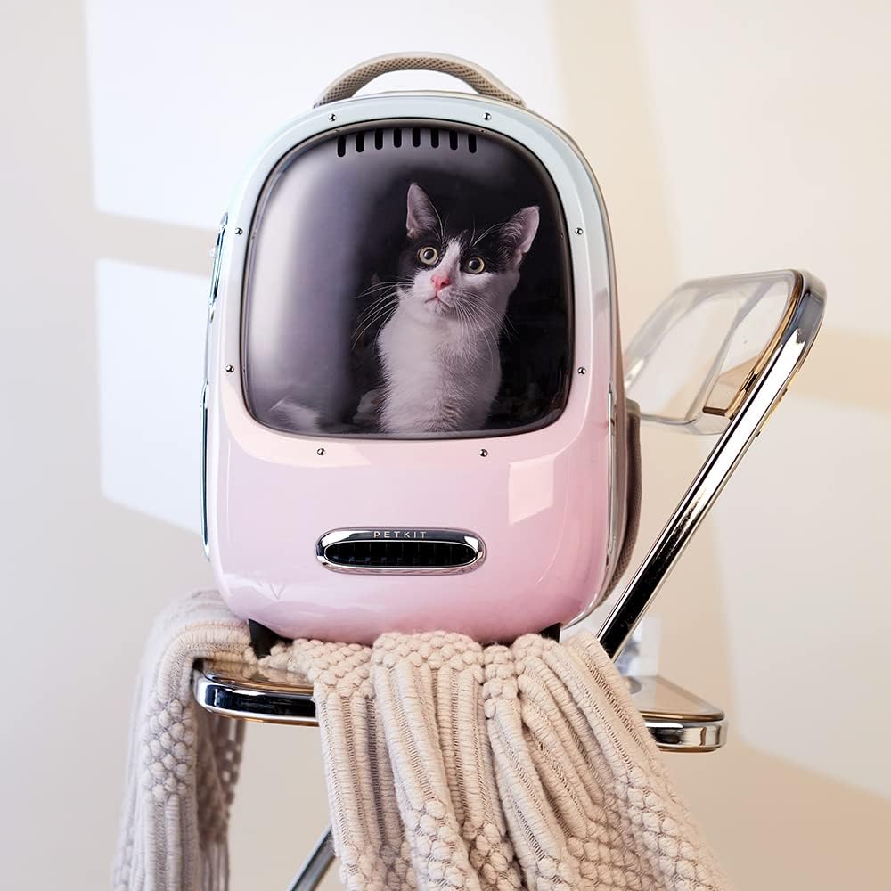PETKIT Mochila transportadora para gatos con ventilador incorporado y luz, mochila para mascotas aprobada por aerolíneas para gatitos y perros