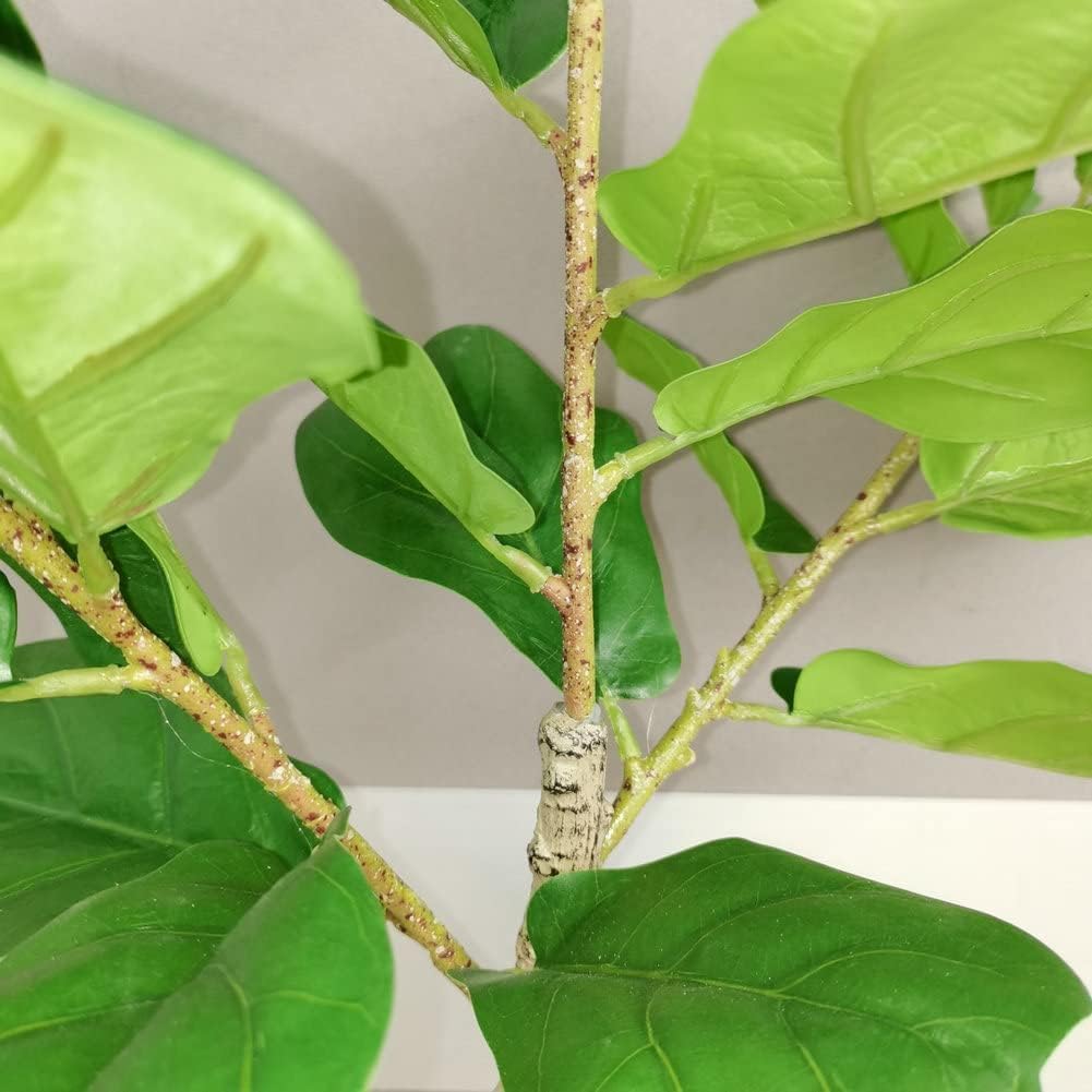23.6-Inch Mini Artificial Fiddle Leaf Fig Plant Realistic IndoorOutdoor Faux Ficus Lyrata Tree in Pot, Premium Quality, All-Year Green Home Office