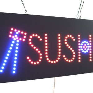 TOPKING Señal de sushi, señalización, LED neón abierto, tienda, ventana, tienda, negocio, exhibición, gran regalo de apertura TOPKING Señal de sushi, señalización, LED neón abierto, tienda, ventana, tienda, negocio, exhibición, gran regalo de apertura