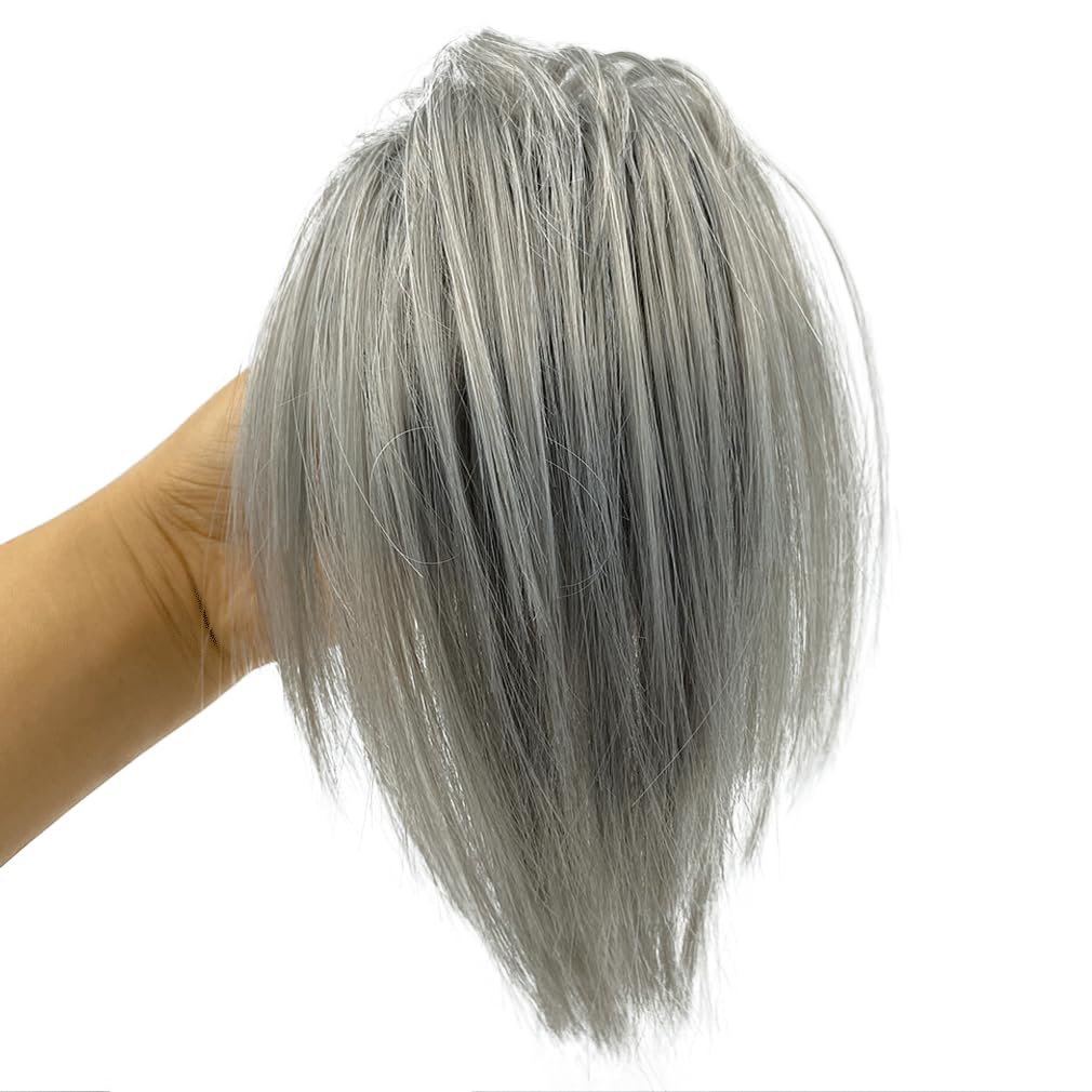 Extensión de cabello desordenado con reflejos, cola de caballo con garra, pieza de cabello elástico con cordón sintético, extensión de moño para