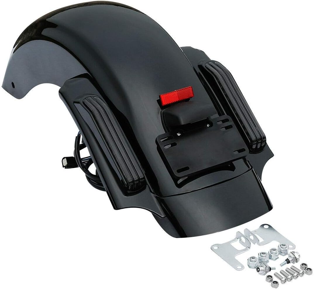 TCMT Guardabarros trasero LED estirado de 4 pulgadas para Harley Touring Road King Road Glide Street Glide Electra Glide 2014-2023