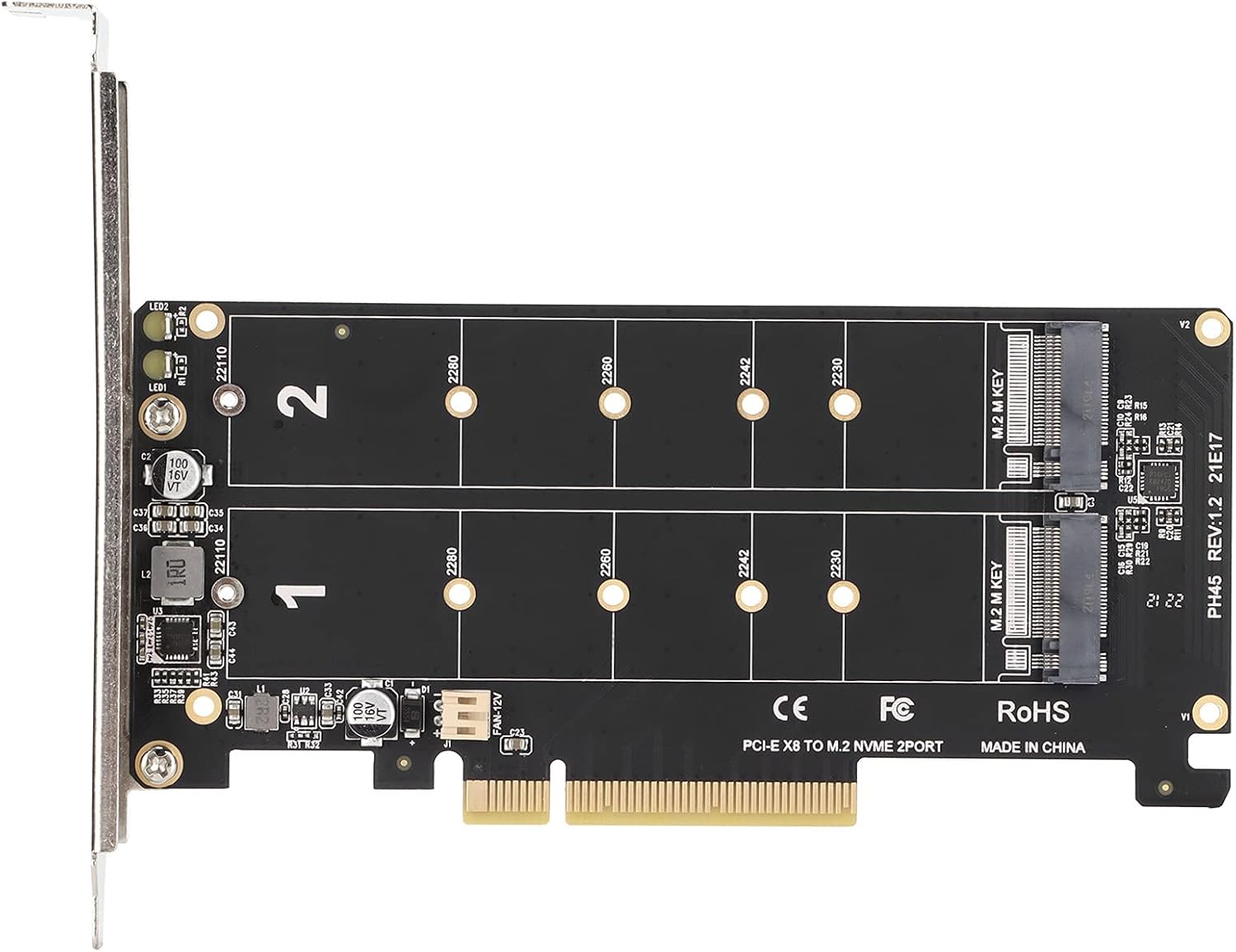 Tarjeta adaptadora dual M.2 NVMe SSD, PCIE X8 M, compatible con tarjeta de llave 2 X4 NVME SSDM.2 PCIE, 2 tarjetas de expansión de 32 Gbps para PC