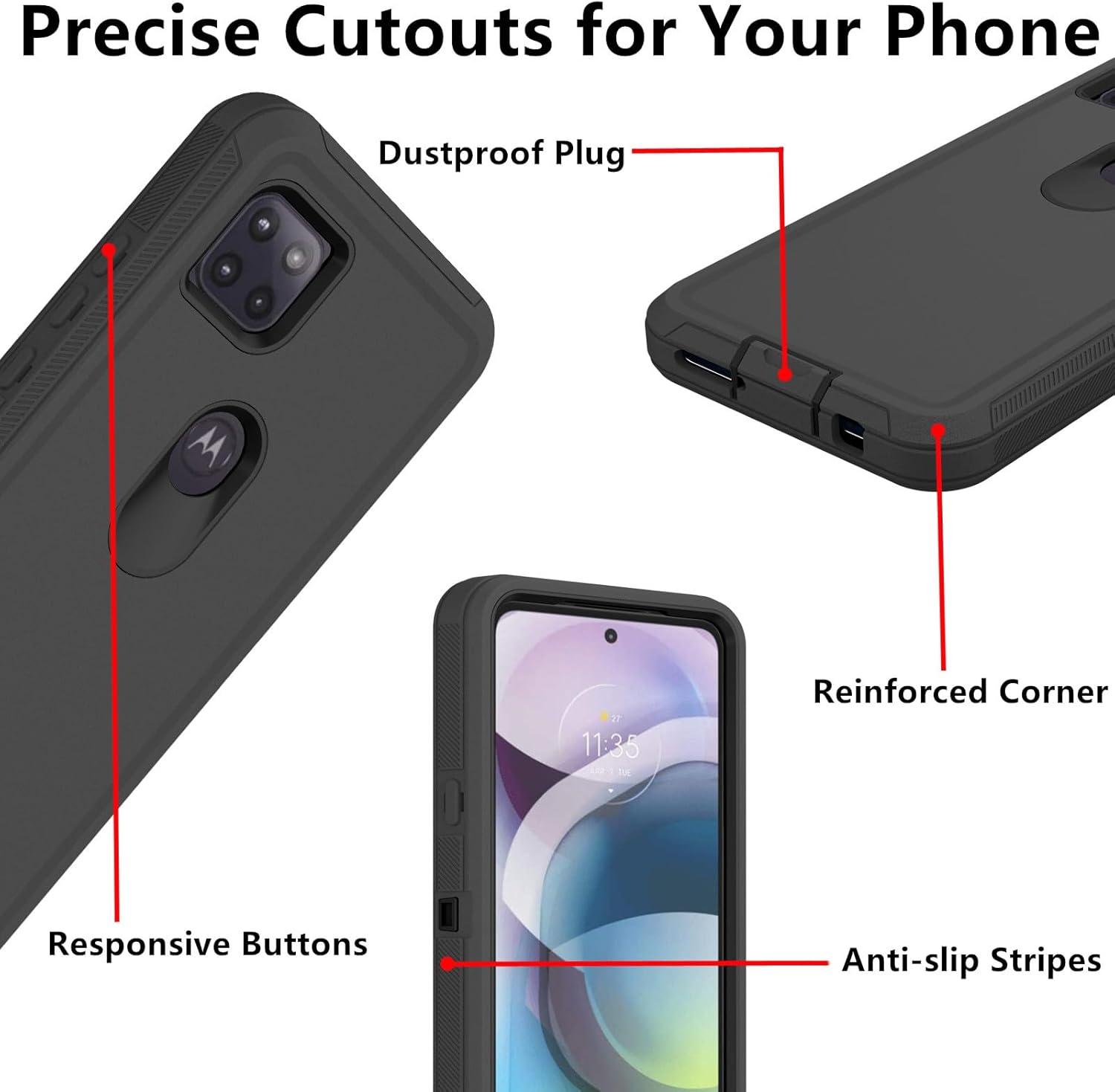 Funda para Motorola Moto One 5G Ace, Defender Case Soft TPU Hard PC Heavy Duty a prueba de golpes a prueba de polvo 3 en 1 cubierta de teléfono para