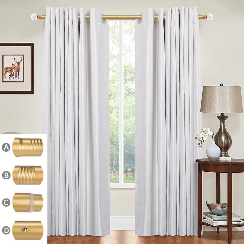 Orger Barra de cortina dorada con extremos de cristal de 30 a 54 pulgadas, barra de cortina moderna para ventana con diseño de bola, barra de