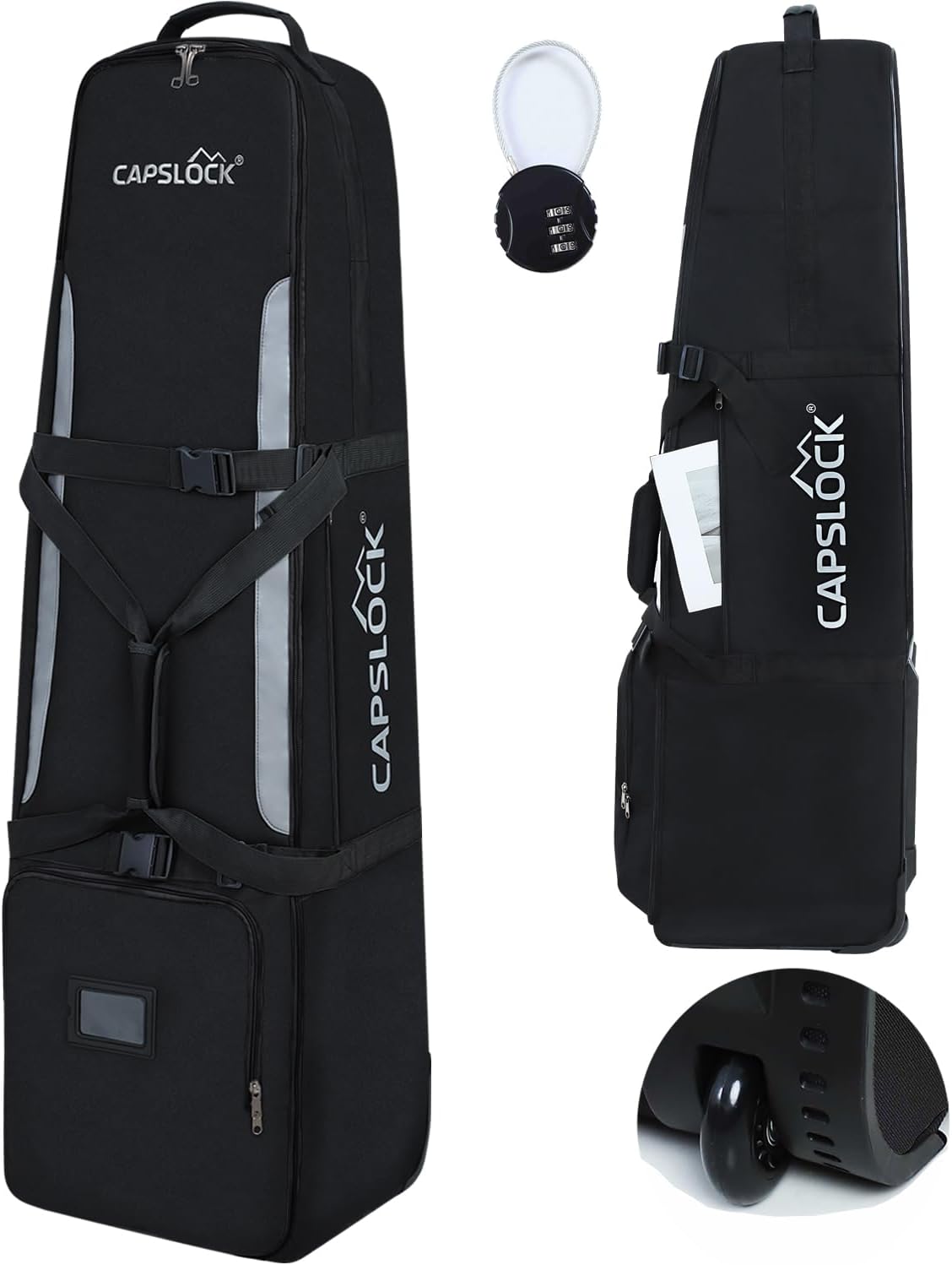 Golf Travel Bag with Wheels – 1200D Heavy Duty Nylon Fabric Golf Travel Case with Password Lock &Portable Golf Club Travel Cover,Soft-Sided Foldable