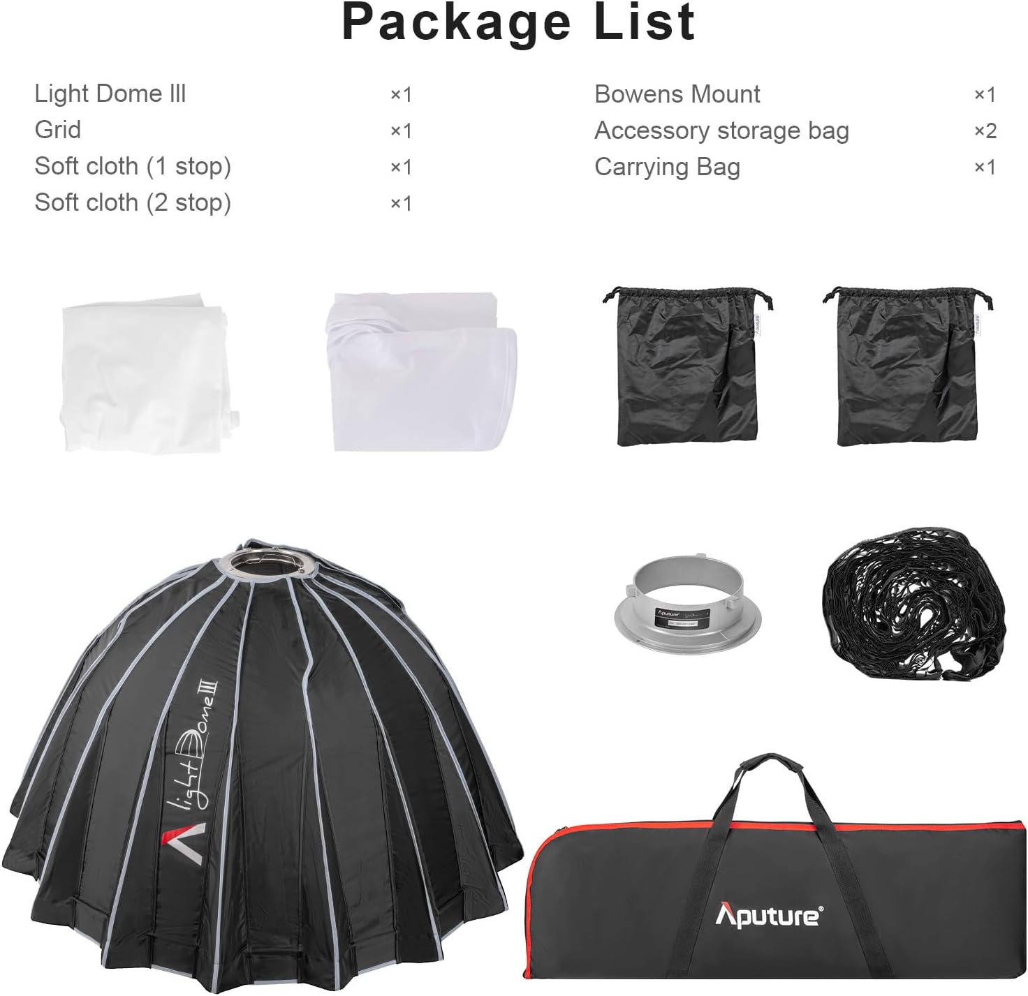 Aputure Light Dome III – Caja de luz circular de plegado rápido de 3 pies (35.4 in), caja de luz circular Bowens Mount con plegado rápido, diseño de