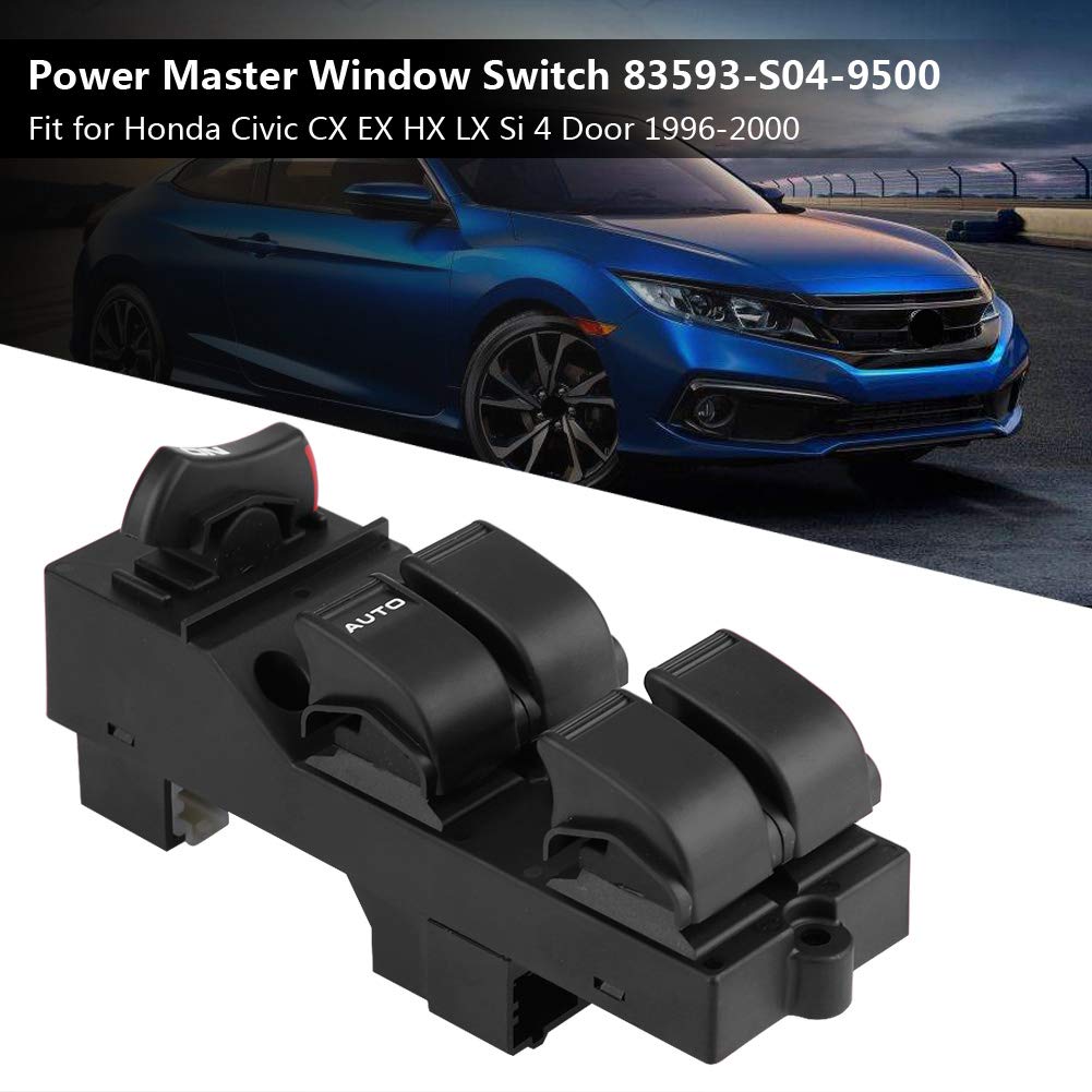 Fydun Interruptor de coche Power Master Interruptor de ventana para Honda Civic CX EX HX LX Si 4 puertas 1996-2000 83593-S04-9500