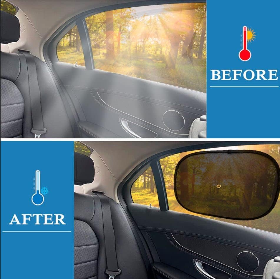 Parasol para ventana de automóvil para bebé, paquete de 4 parasoles automotrices para ventanas laterales, bloqueador y protector UV, fácil
