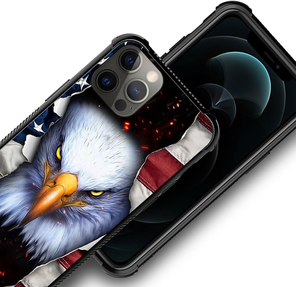 DJSOK Funda compatible con iPhone 14 Pro Max, funda protectora clásica de la bandera del águila americana para iPhone 14 Pro Max para hombres y