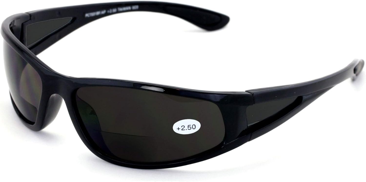V.W.E. Lentes de sol de lectura bifocales para hombre, lentes de sol envolventes casi invisibles para exteriores