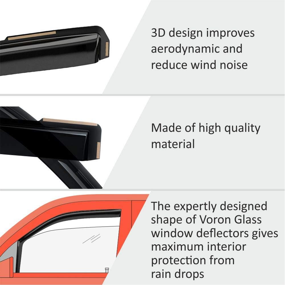 Voron Glass Protectores de lluvia extra duraderos en canal para Ram 25003500 2011-2023 Mega Cab, deflectores de ventana, viseras de ventana de