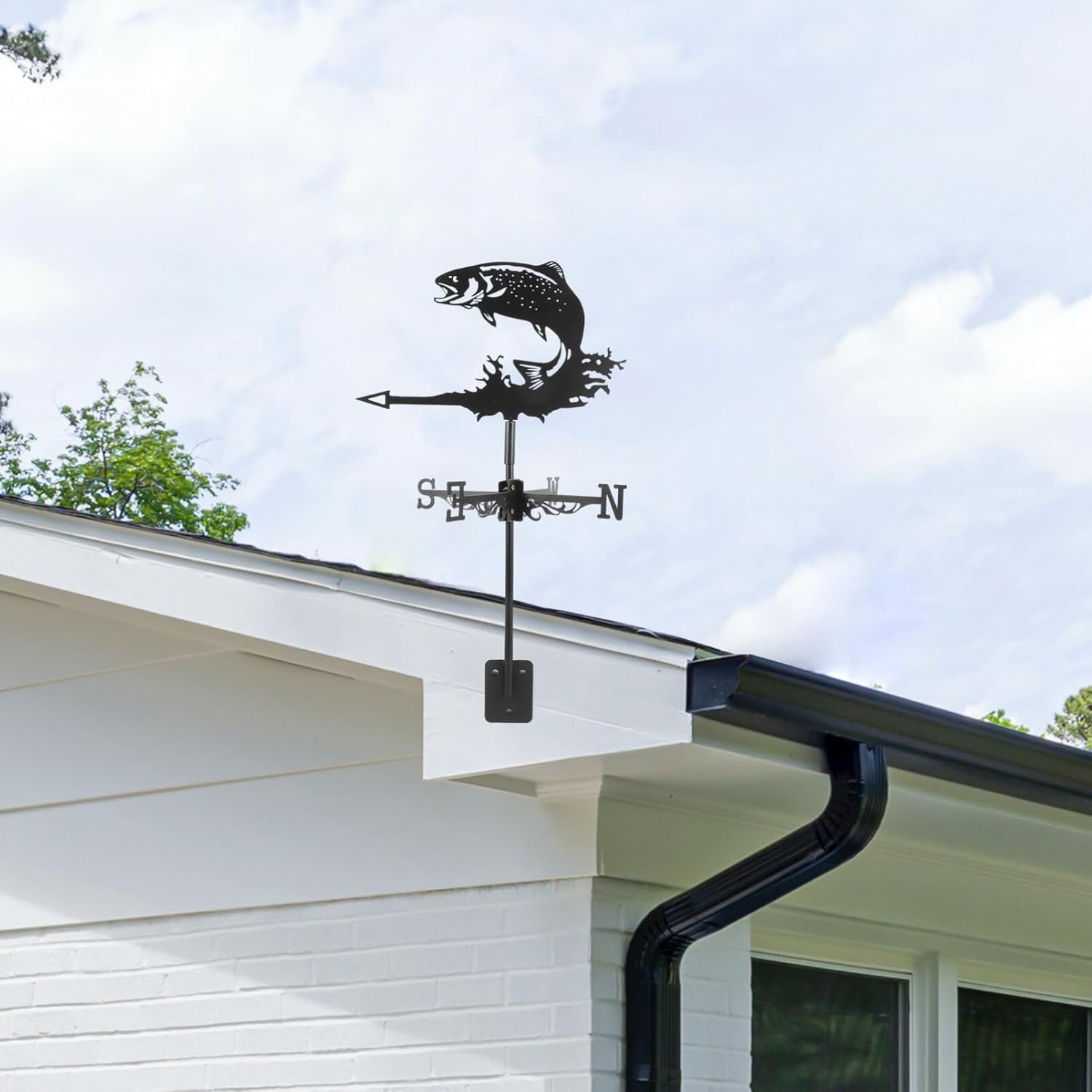 HANABASS Animal Metal Weather Vane Vintage Roof Weather Vane Hollow Wind Dirección Indicador Jardín Patio Patio Paddock Decoración Peces
