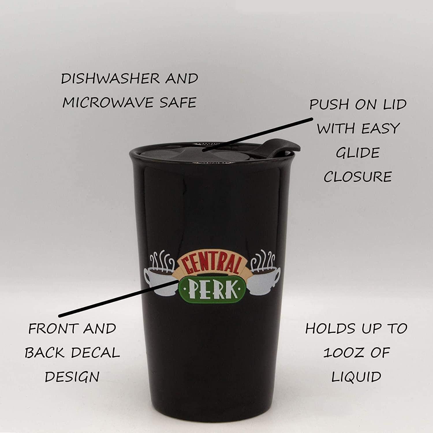 Silver Buffalo Friends Central Perk – Taza de viaje de cerámica con logotipo, 10 onzas