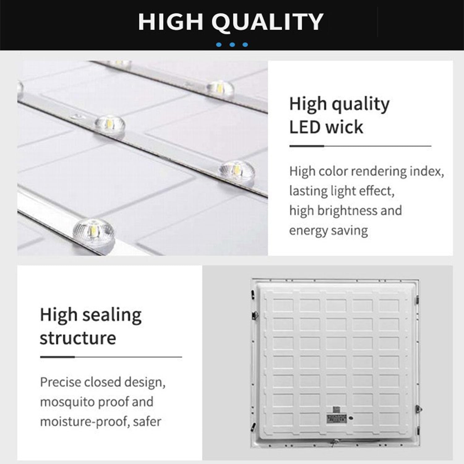 Superyofo Paquete de 6 luces LED de panel plano de 2 pies de 4800 lúmenes, 0-10 V regulables, cielo azul plano y nubes, 50 W, blanco 6000 K, 120 V,