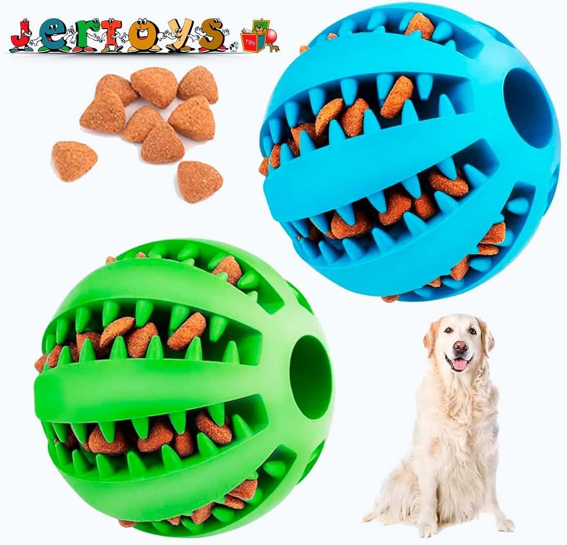 Juguetes, Pelota para Perros Indestructible. Bola masticable resistente a las mordeduras con comedero en sus ranuras Ideal para la limpieza de