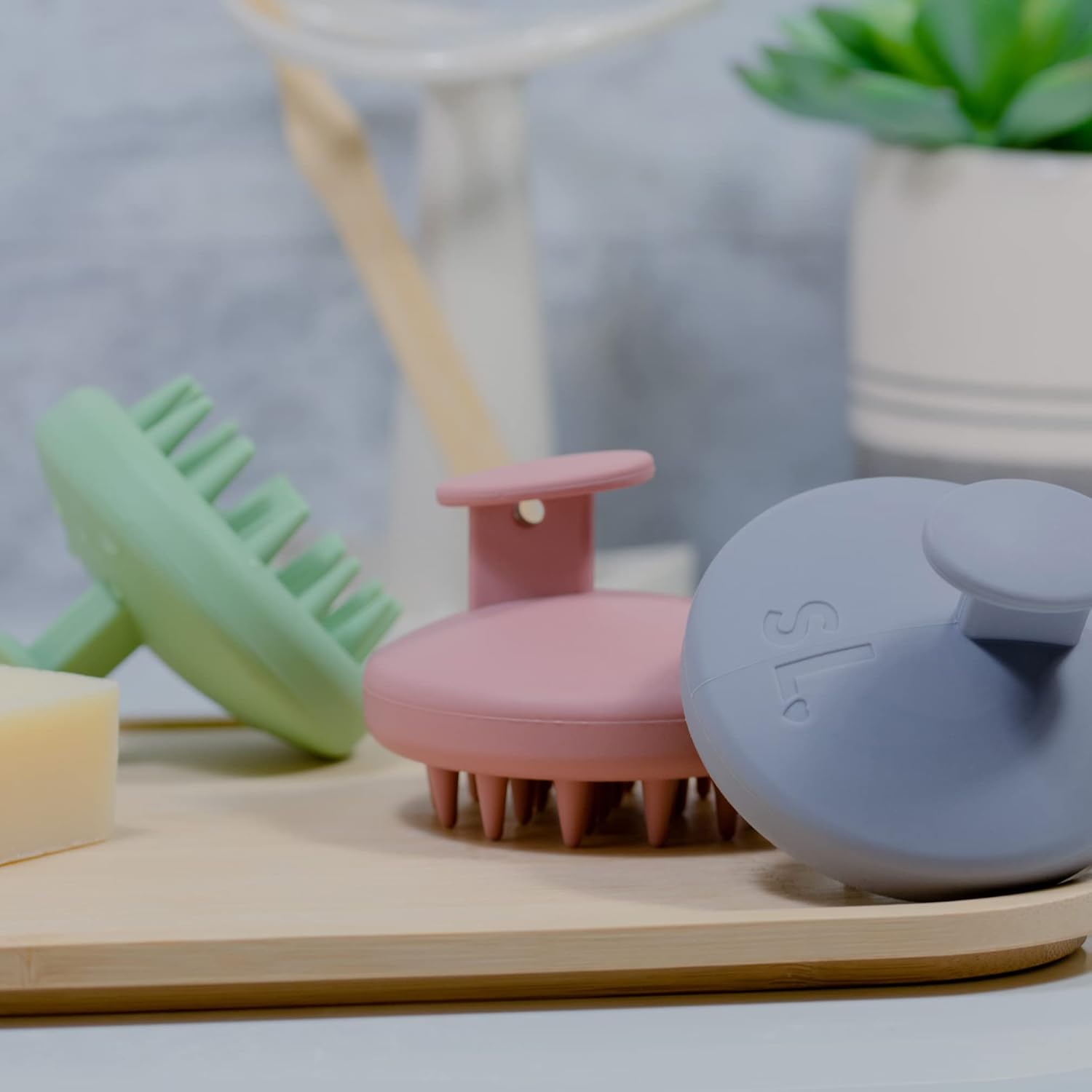 scalpluv  Cepillo masajeador de cuero cabelludo, masajeador de cabello 3 en 1, exfoliante, promueve el crecimiento del cabello, tratamiento de