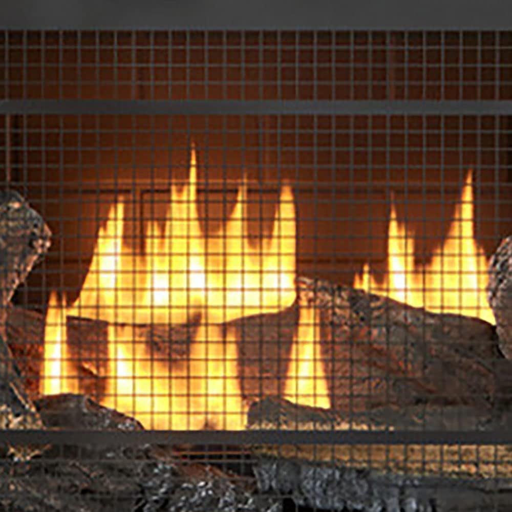Duluth Forge Sistema de chimenea de gas sin ventilación de combustible dual con manto, control de termostato, 5 troncos de fuego, uso con gas