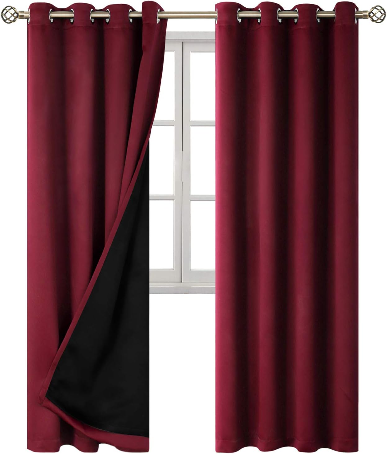 BGment – Cortinas con aislamiento térmico para habitación, 100% opacas, con forro negro, cortina de doble capa con ojales, reduce el ruido (52 x