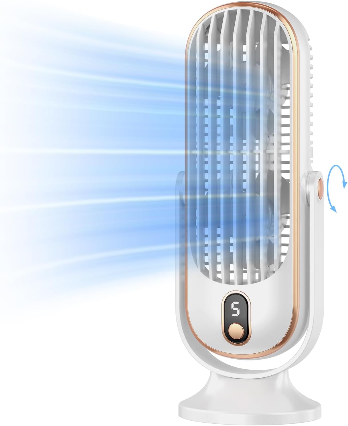 Ventilador de torre, ventilador de escritorio portátil con opciones de 5 velocidades, doble circulación de aire, ventilador de mesa silencioso