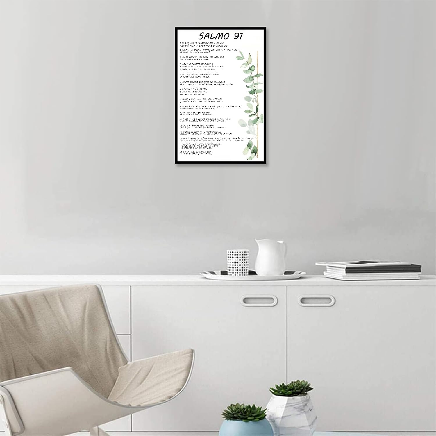 Salmo 91 En Español Para Pared Versículo de la Biblia Arte de Pared Escritura Escritura Enmarcado Salmo bíblico 91 Pintura en lienzo Sala de oración