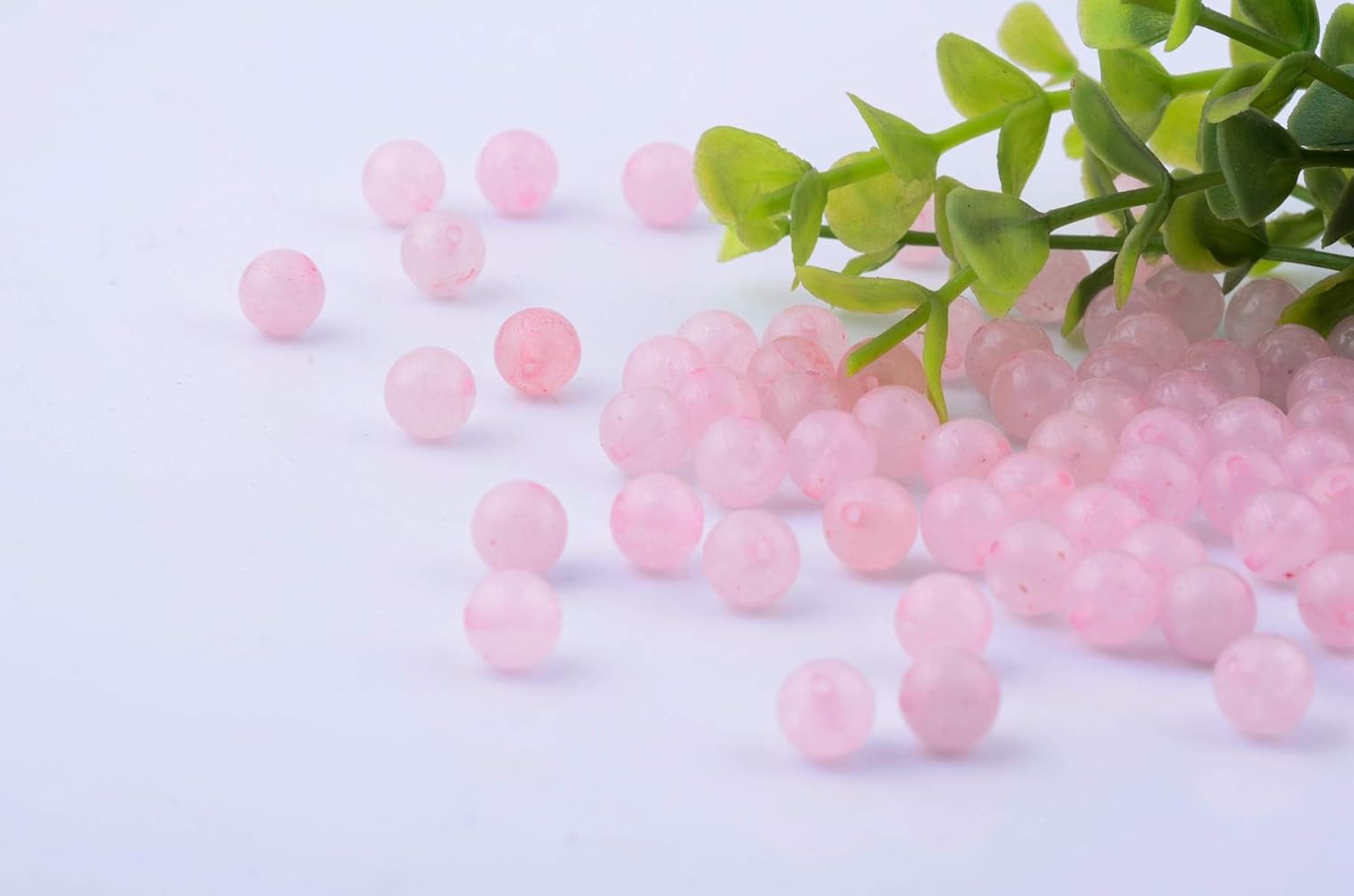 Cuentas de piedra natural, 100 cuentas redondas de cuarzo rosa de 0.315 pulgadas (0.315 in), cuentas sueltas de piedra auténtica, tamaño de agujero
