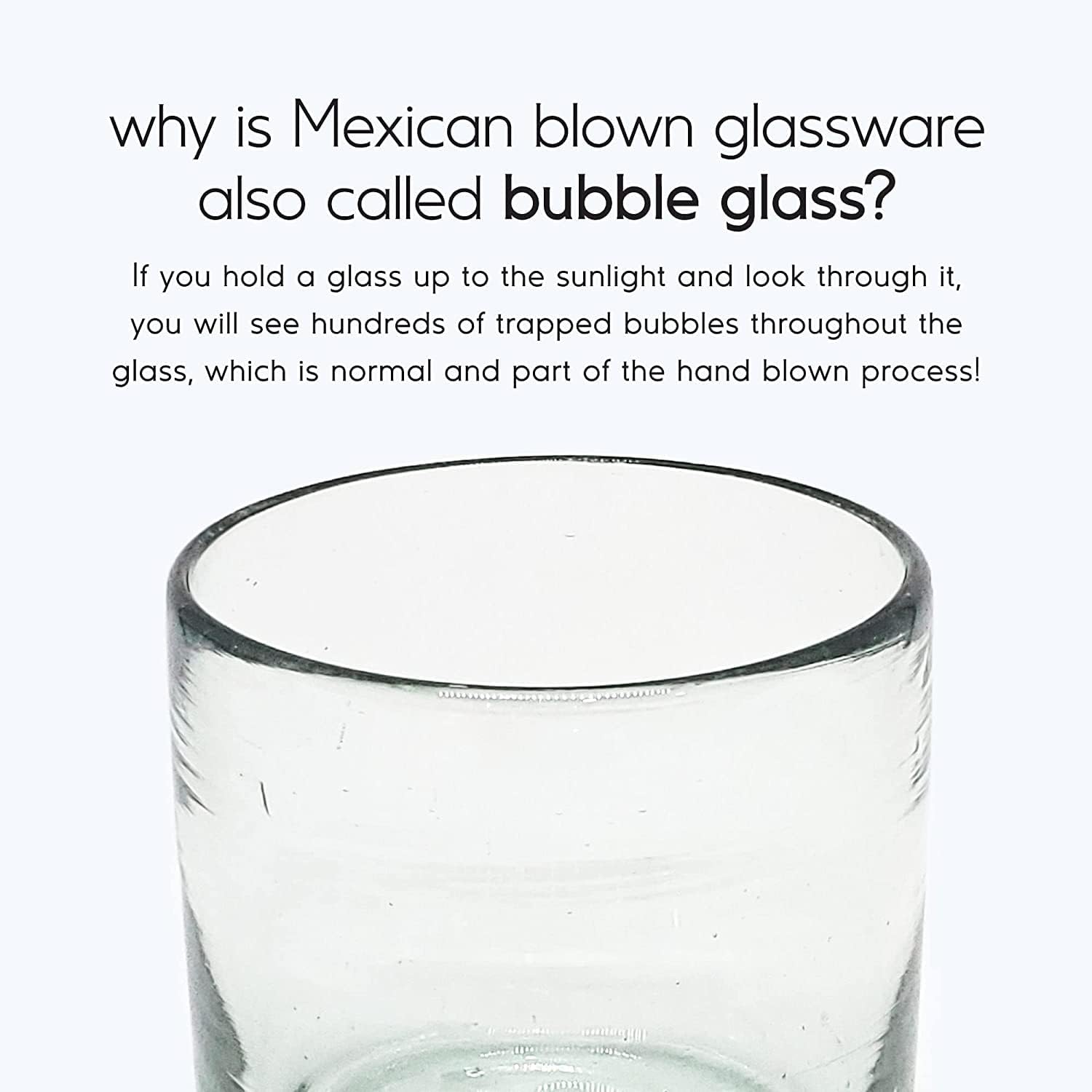 Clear Blown – Juego de 6 vasos de jugo de 9 onzas, cristalería mexicana hecha a mano, vidrio reciclado, sin plomo ni toxinas (jugo)